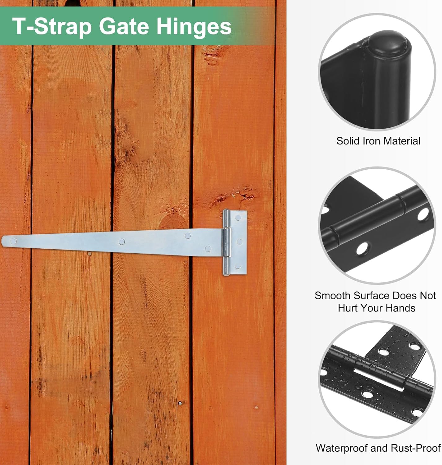 Durable Multipurpose Hinges for sheds and Barn Doors 6-Pack White