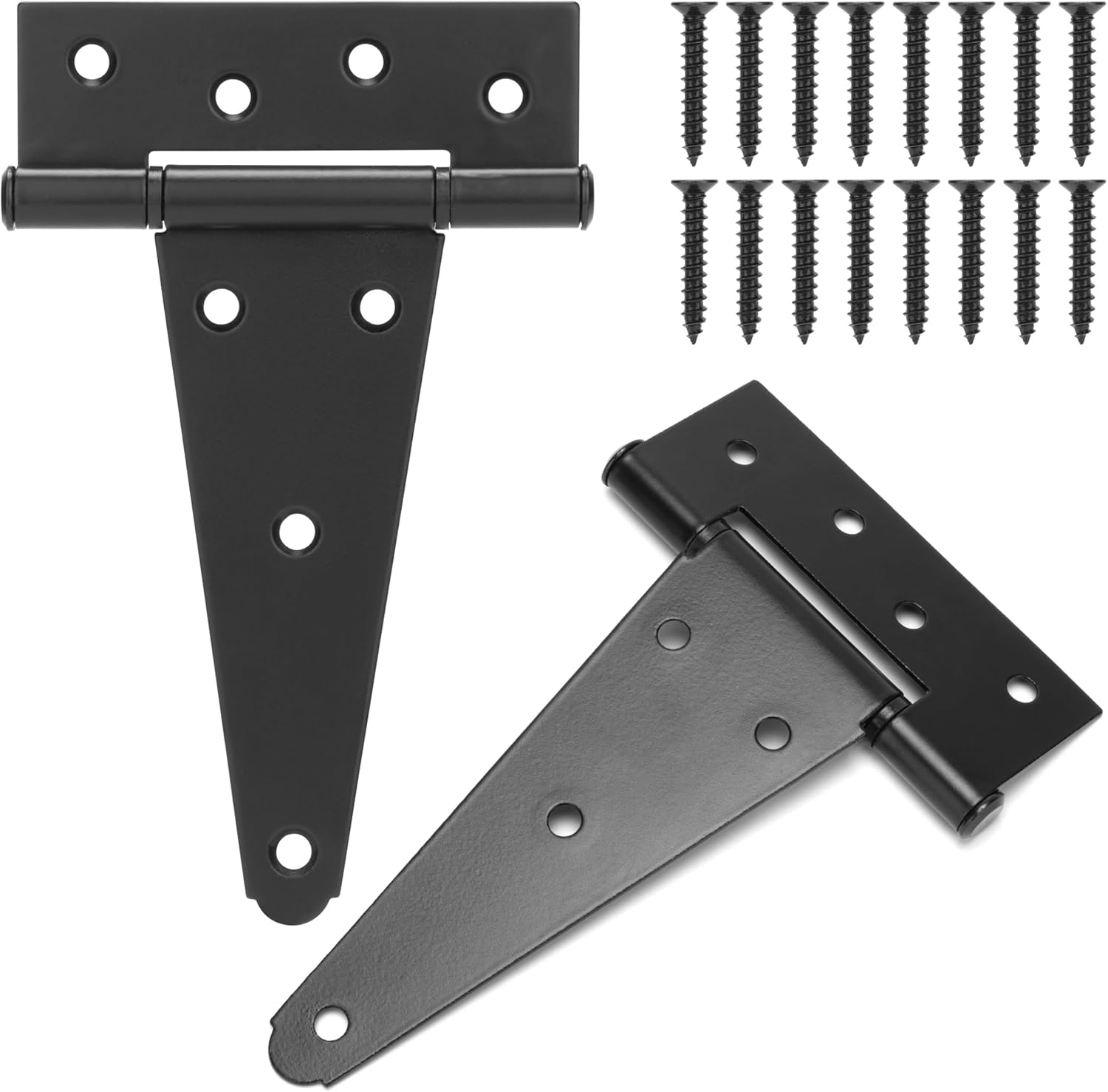 Sturdy 6 T-Strap Shed Door Hinges Black Quiet Operation
