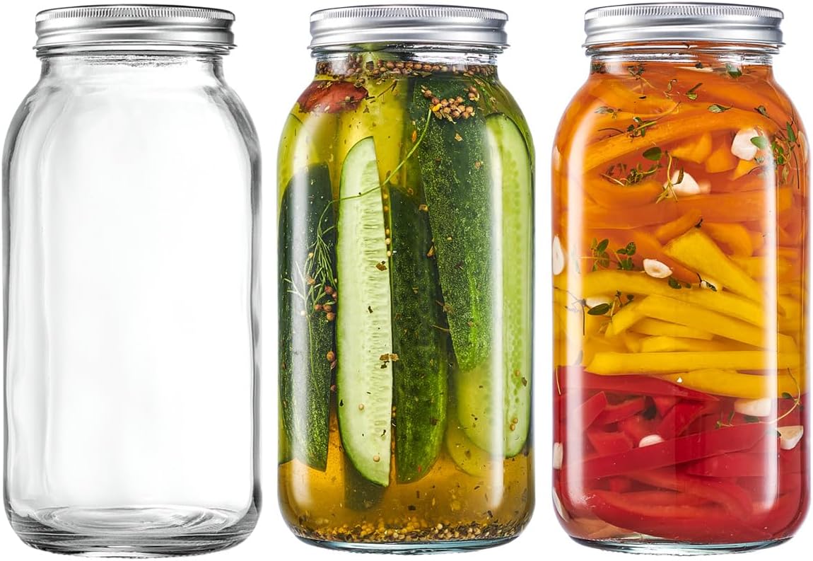 GLING Wide-Mouth Glass Mason Jars