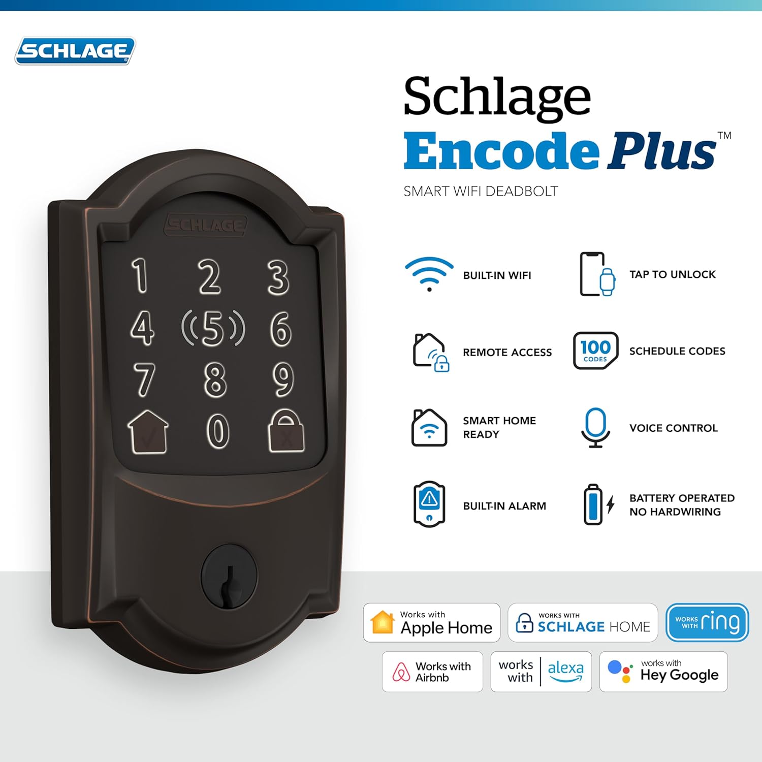 SCHLAGE BE499WB CAM 716 WiFi Smart Lock