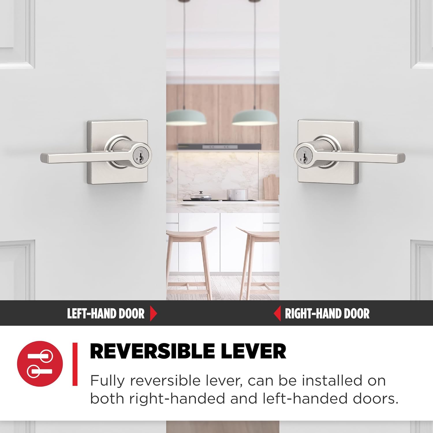 Kwikset Casey Entry Door Handle with SmartKey Security and Reversible Lever