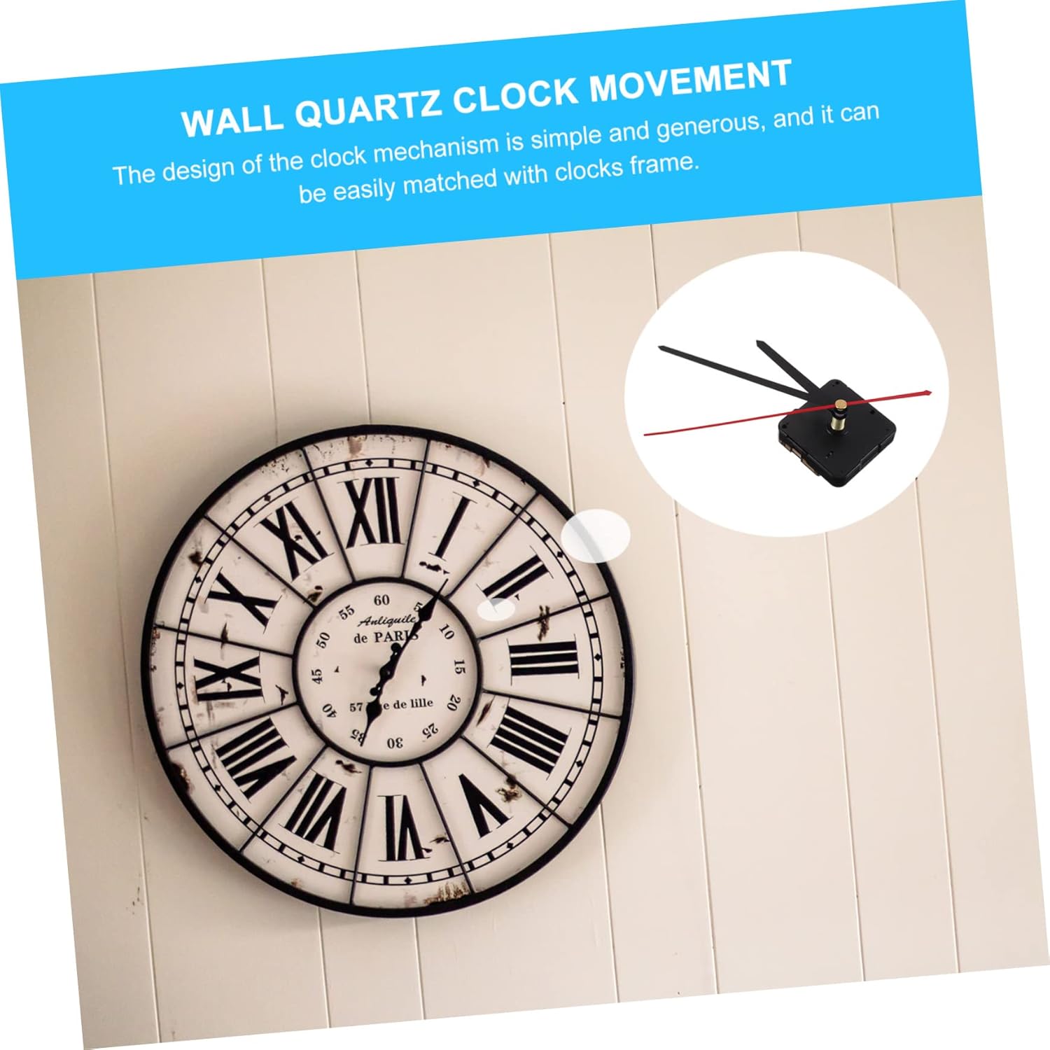 Battery-Powered Clock Mechanism Kit DIY Replacement for Wall Clocks