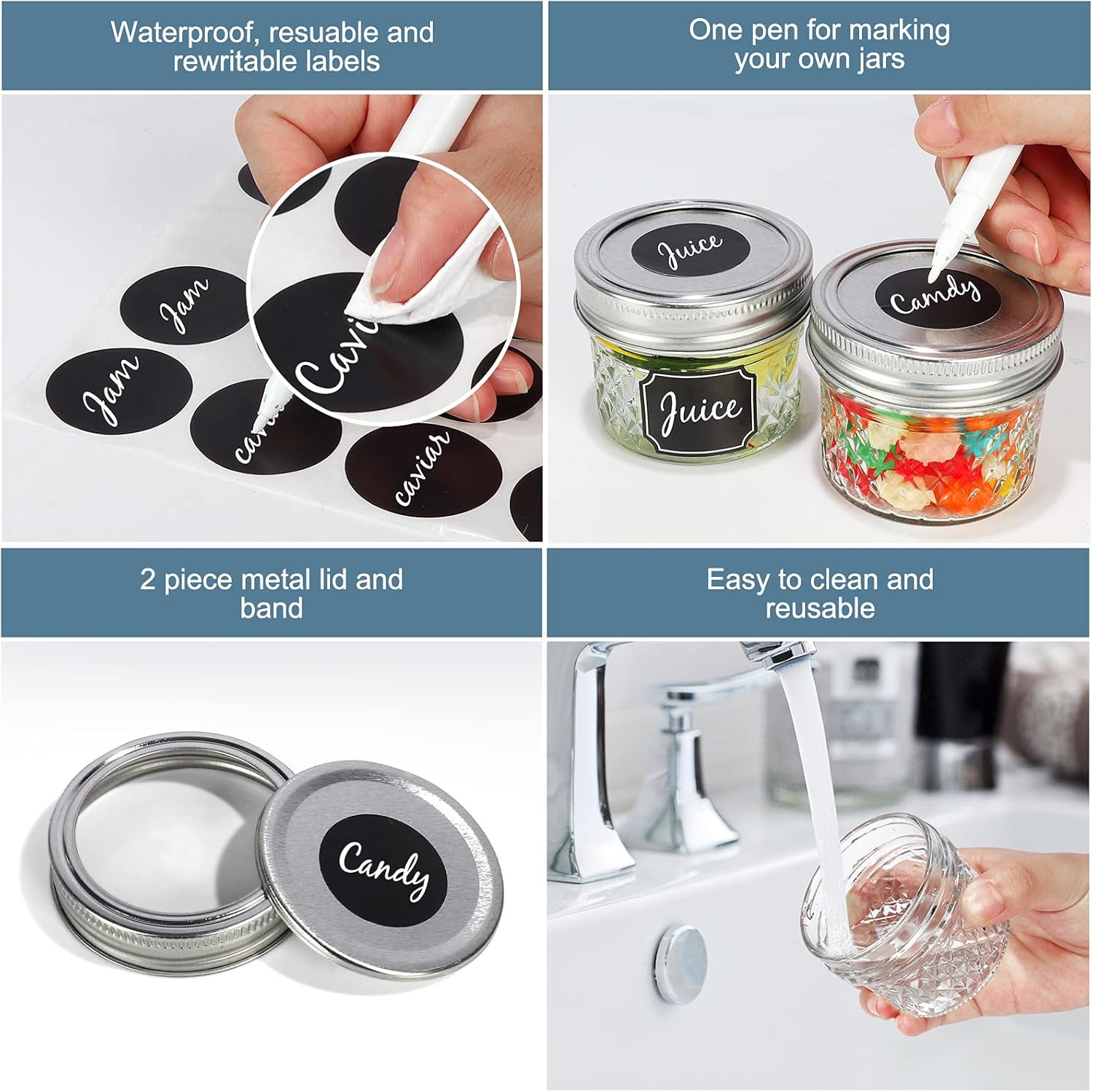Personalized Jar Set 40 Piece Silver Mini Mason Jars