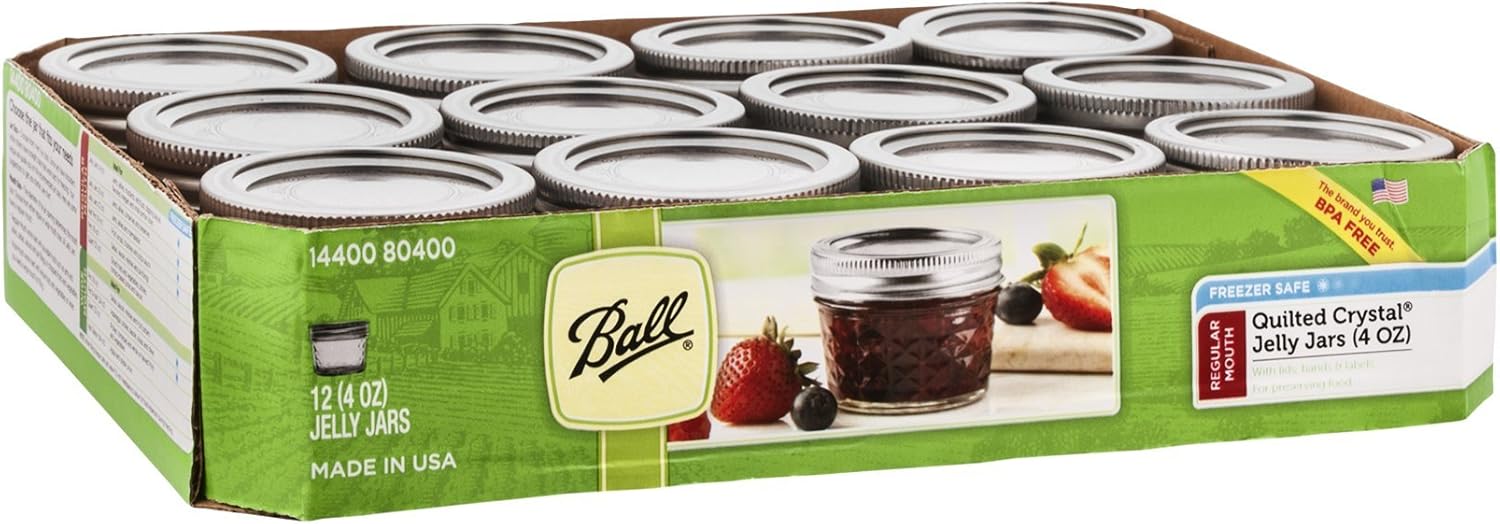 Ball Mason 4oz Quilted Jelly Jars with Lids and Bands Set of 12