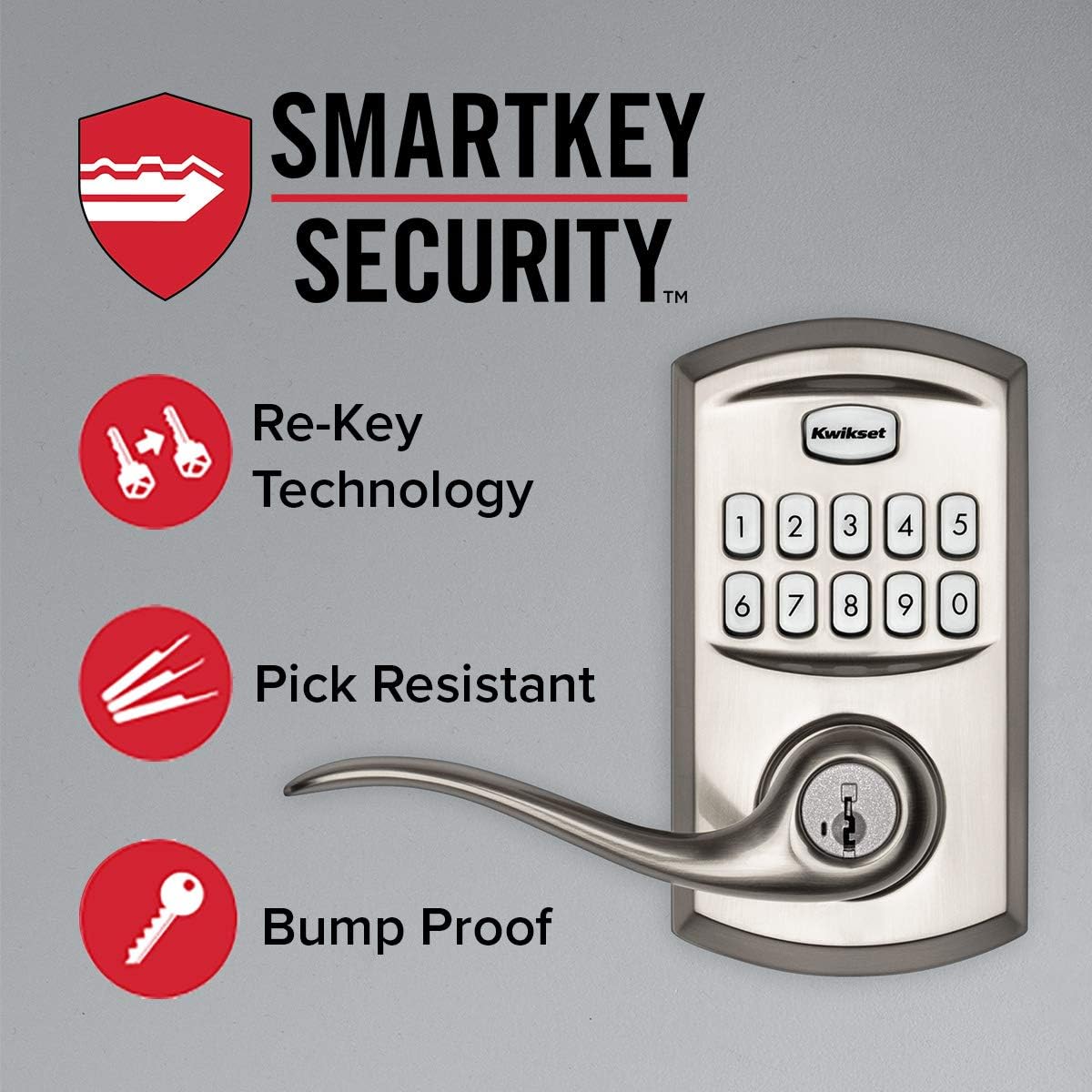 Kwikset SmartCode 917 SATIN Nickel Door Keypad Quad-Dot Security Entry
