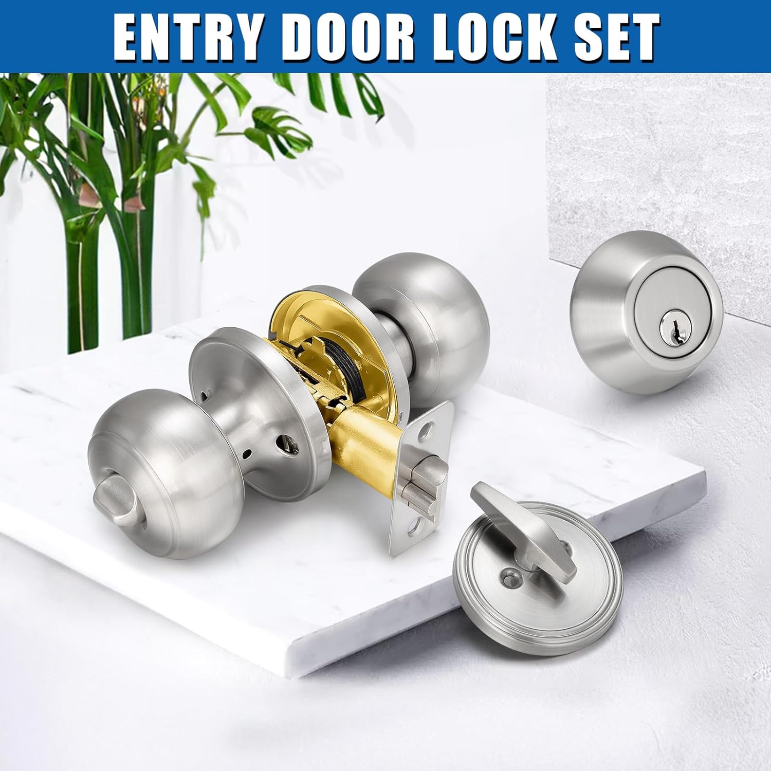 High-Quality 3-Set Entry Door Knob and Deadbolt Combo