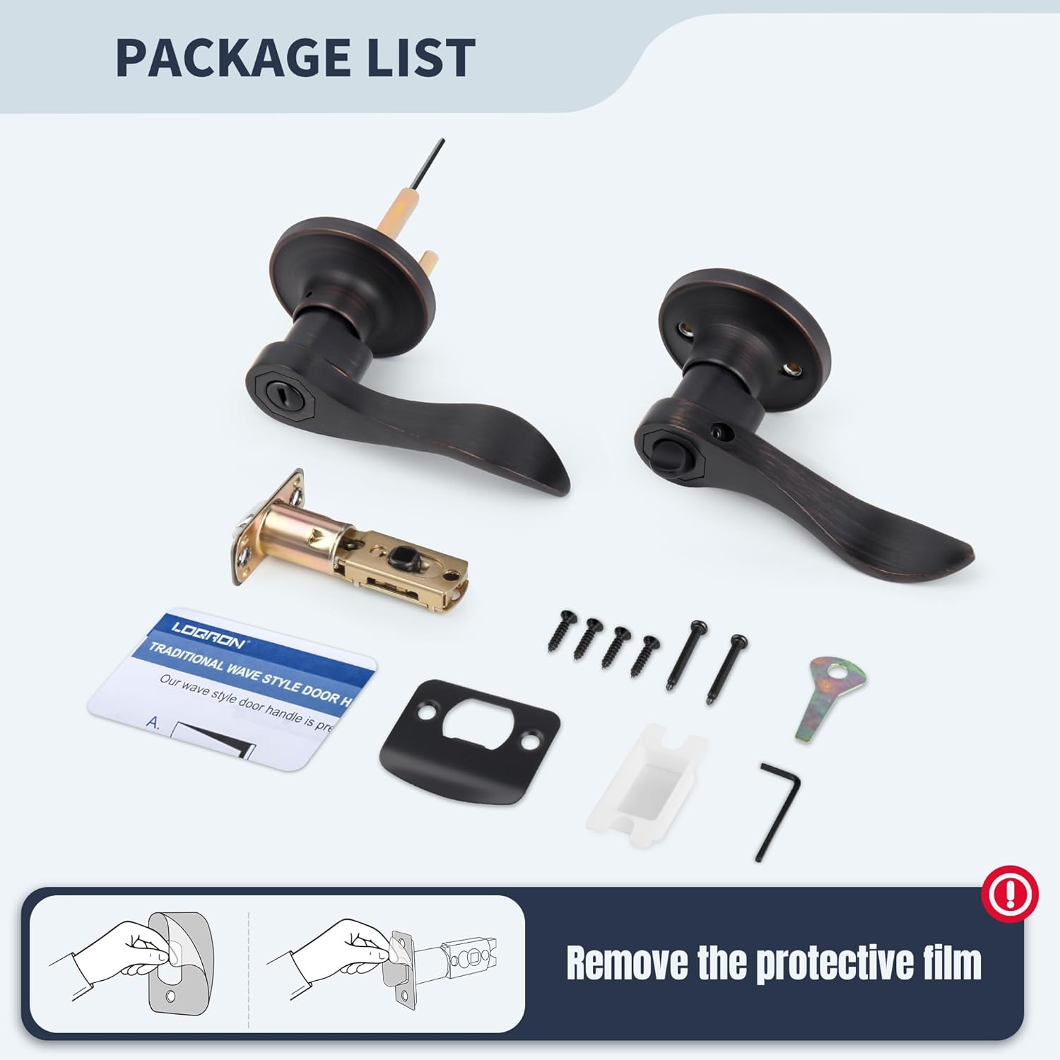 3-Piece Oil-Rubbed Bronze Door Handles Set