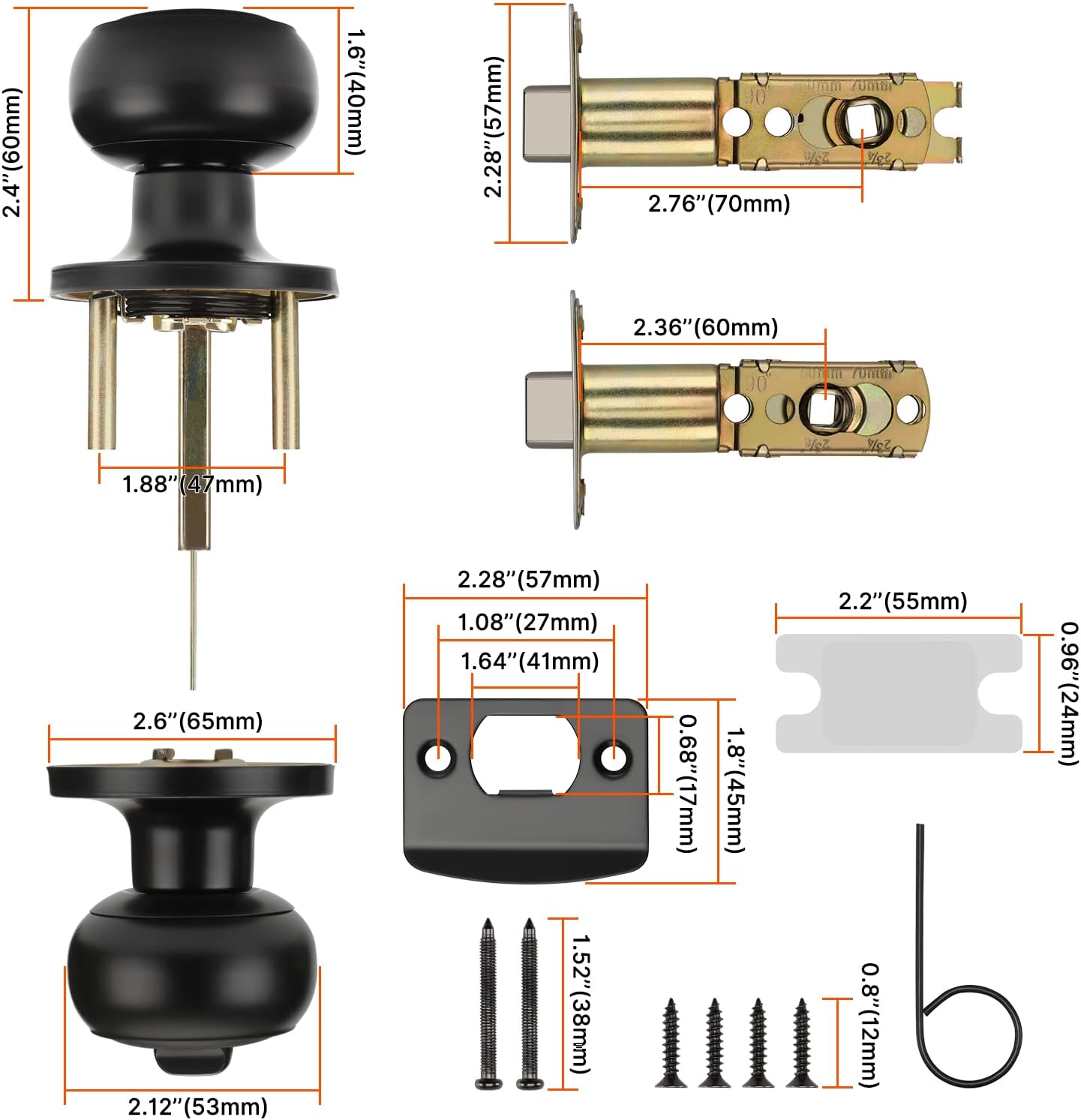 HaidmsOil Rubbed Bronze Door Knobs 4-Piece Keyless Privacy Door Set