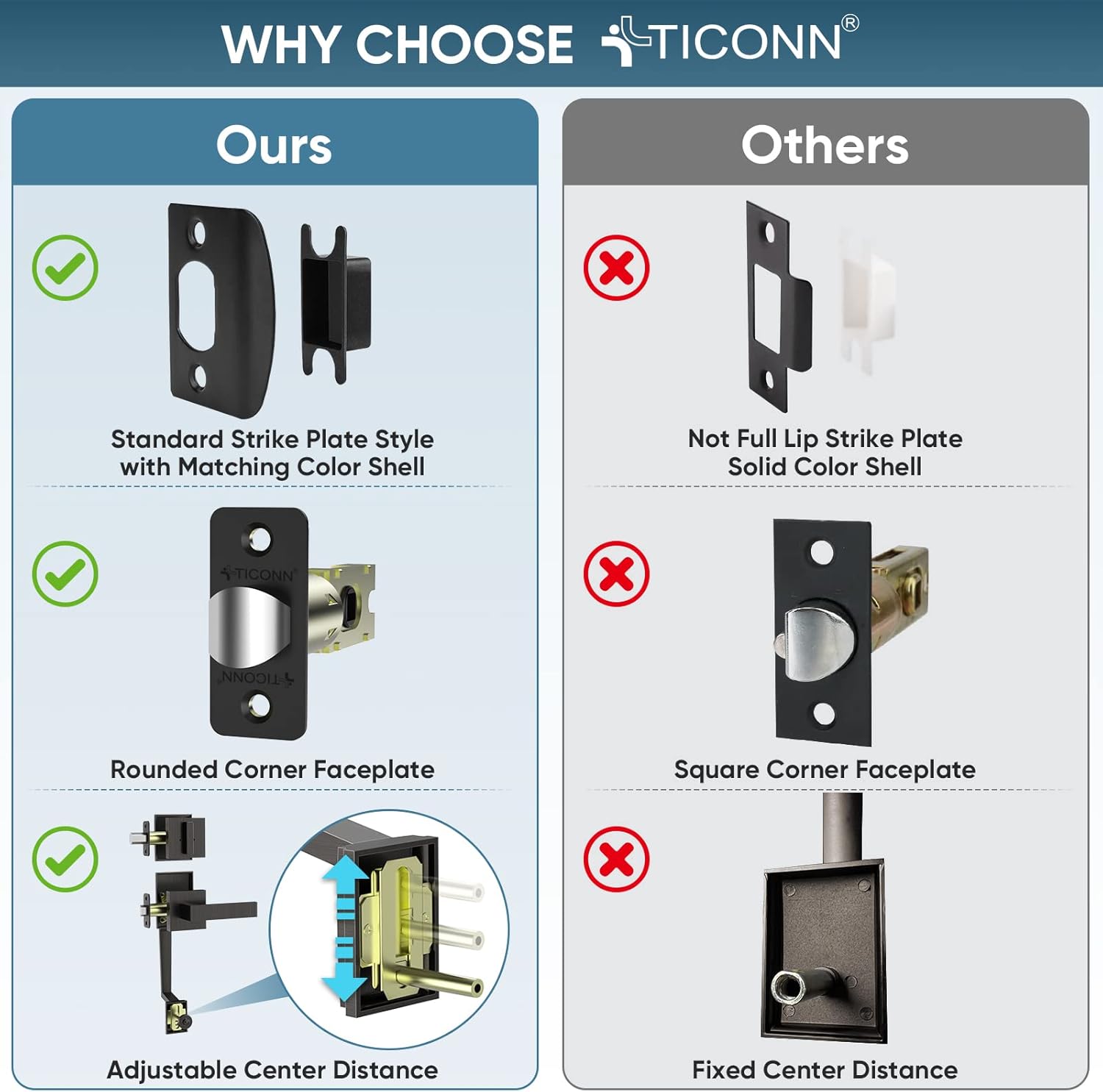 T ICONN Double Front Door Handle Set