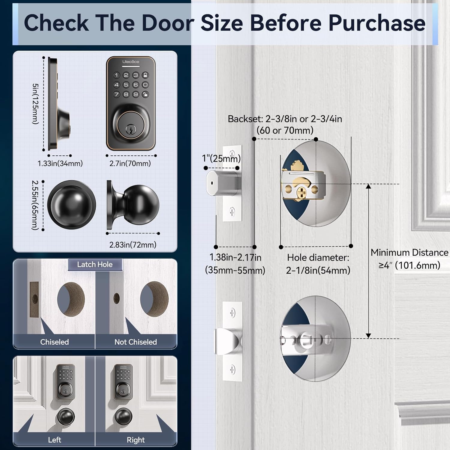 Smart Keyless Entry Door Lock with Keypad Handle Oil Rubbed Bronze