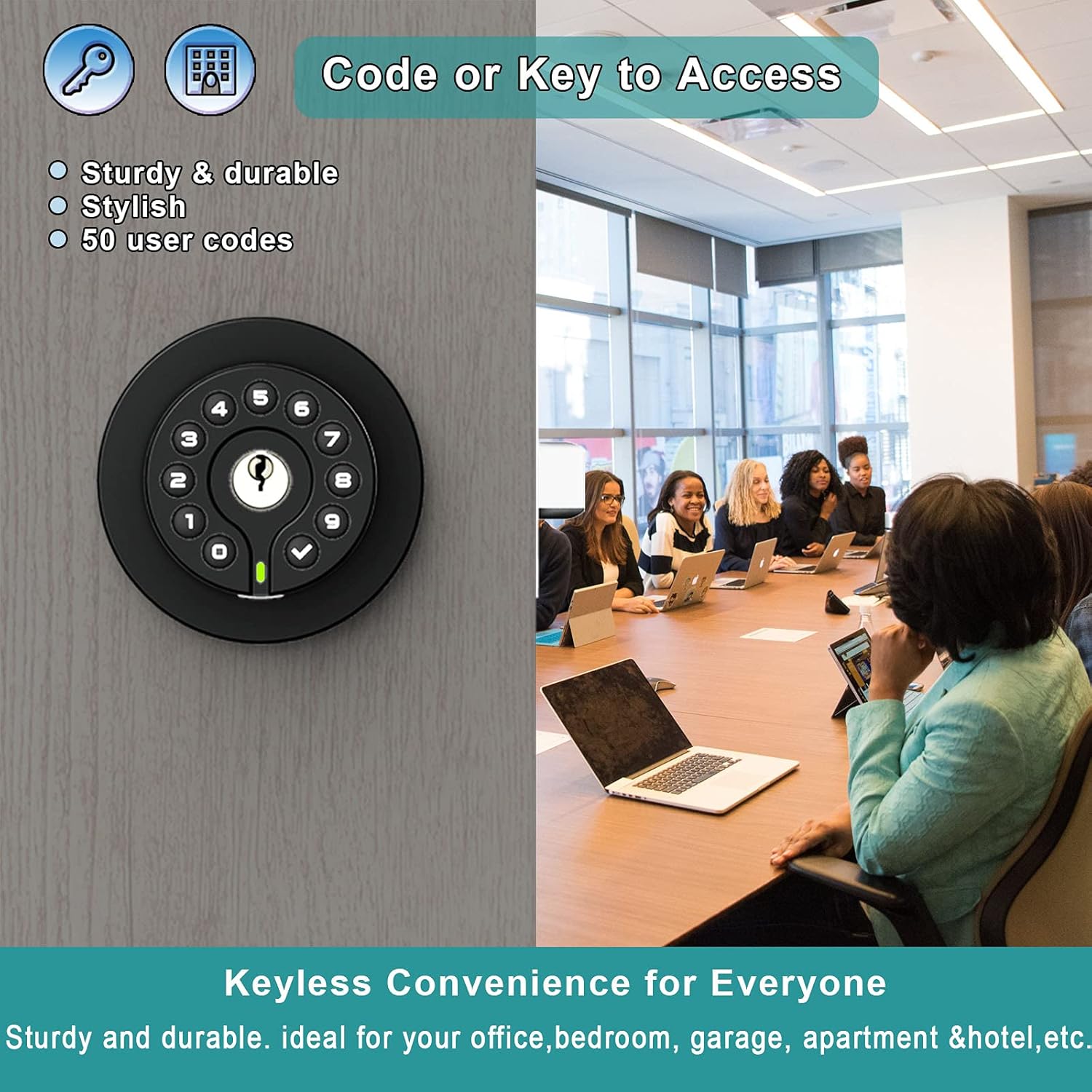 Secure Stylish Keyless Door Knob with 50 User Codes