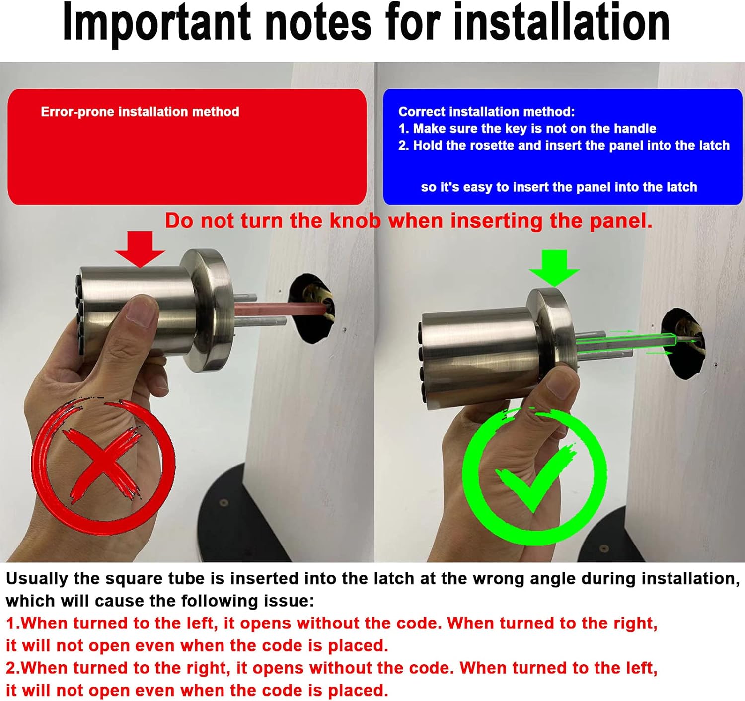 Keypad Door Knob with Keyless Entry 50 User Code Easy to Install