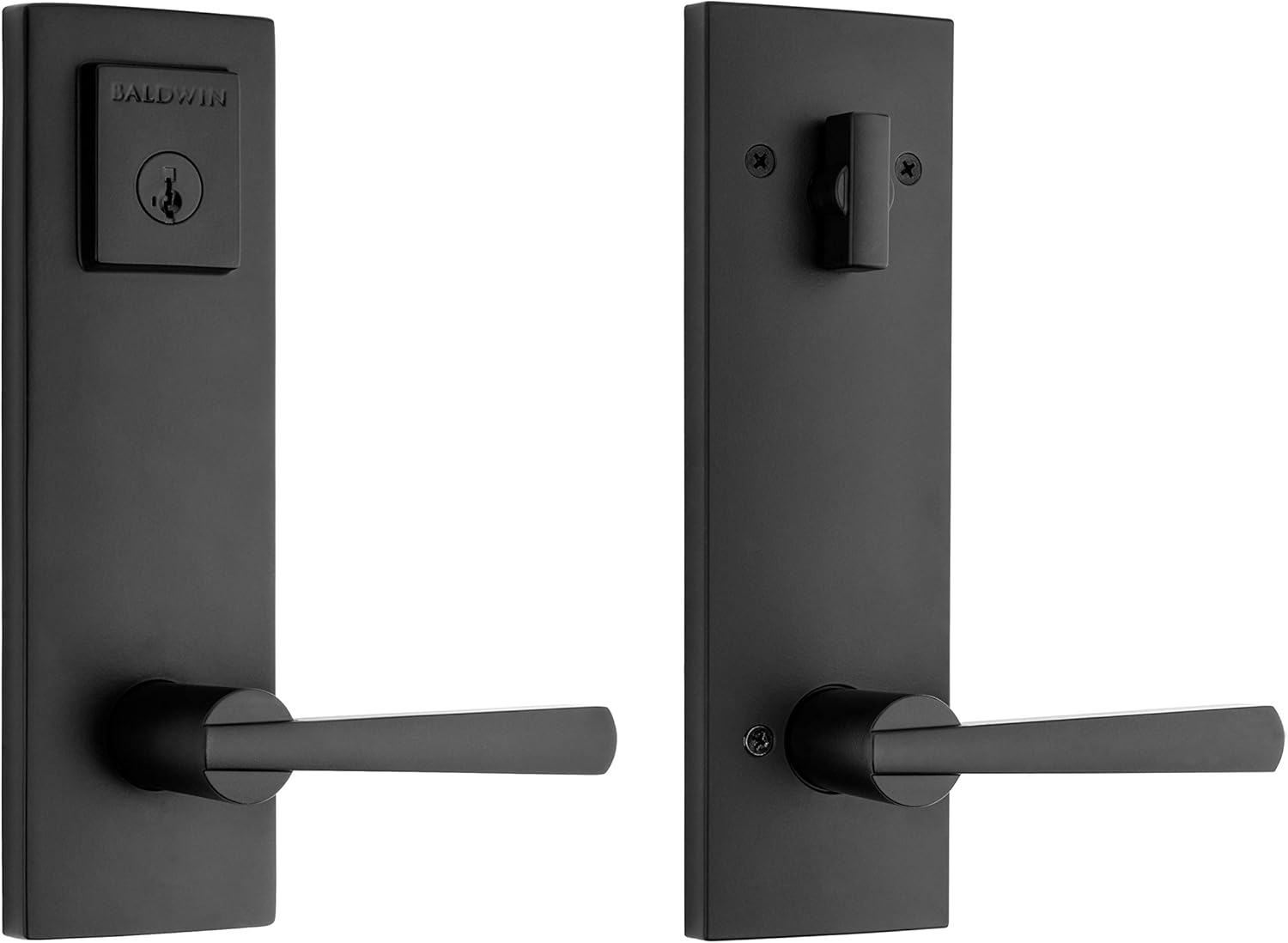 Baldwin Spyglass Entry Handleset with SmartKey Re-Key Matte Black