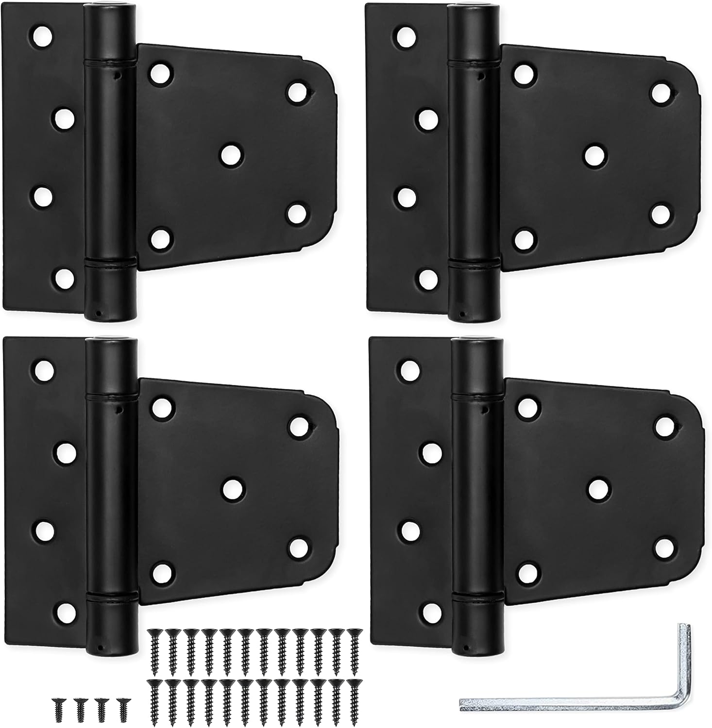 Ilyapa 4-Piece Heavy Duty Self-Closing Shed Door Hinges Black Square