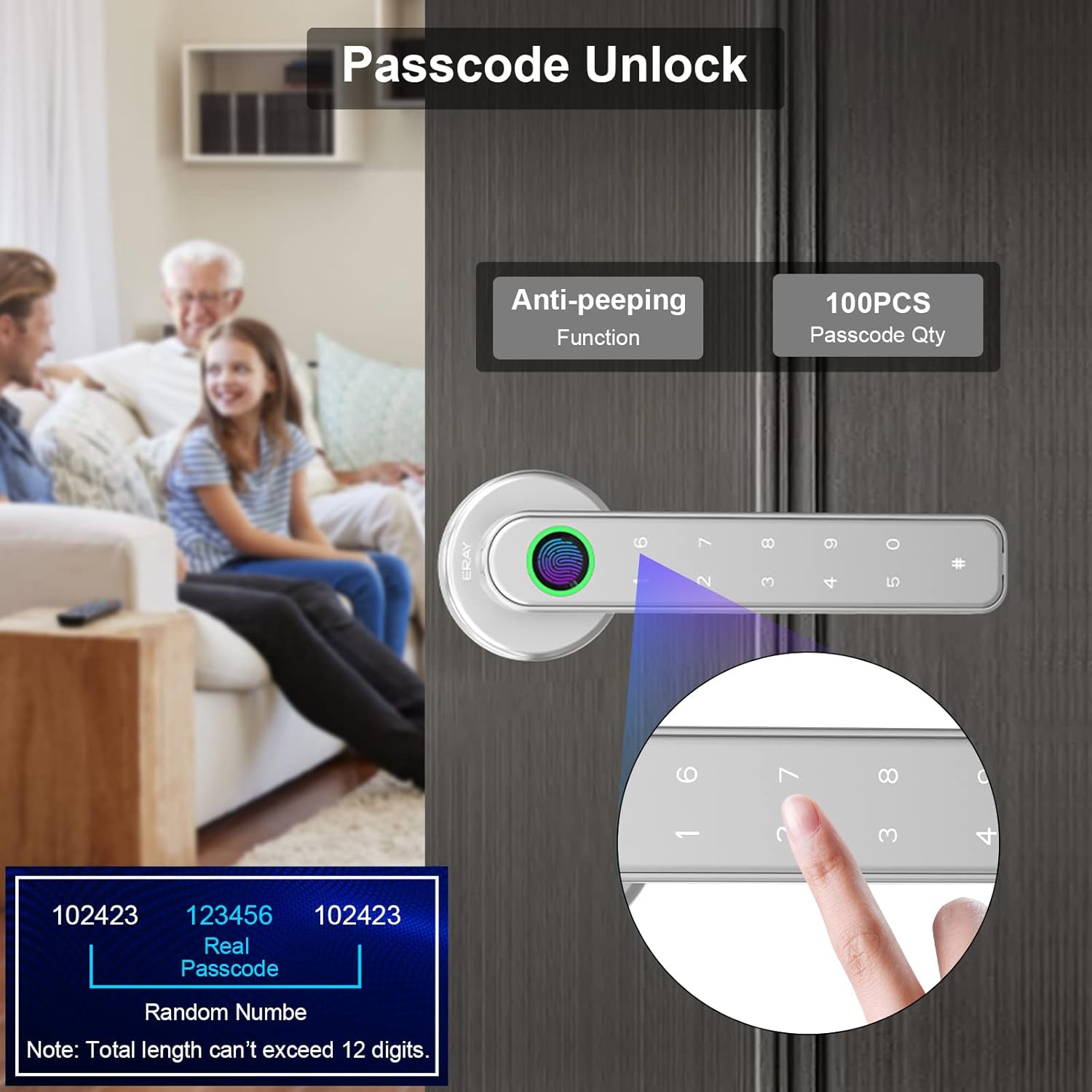 ERAY Smart Door Lock Set with Fingerprint Keypad Security