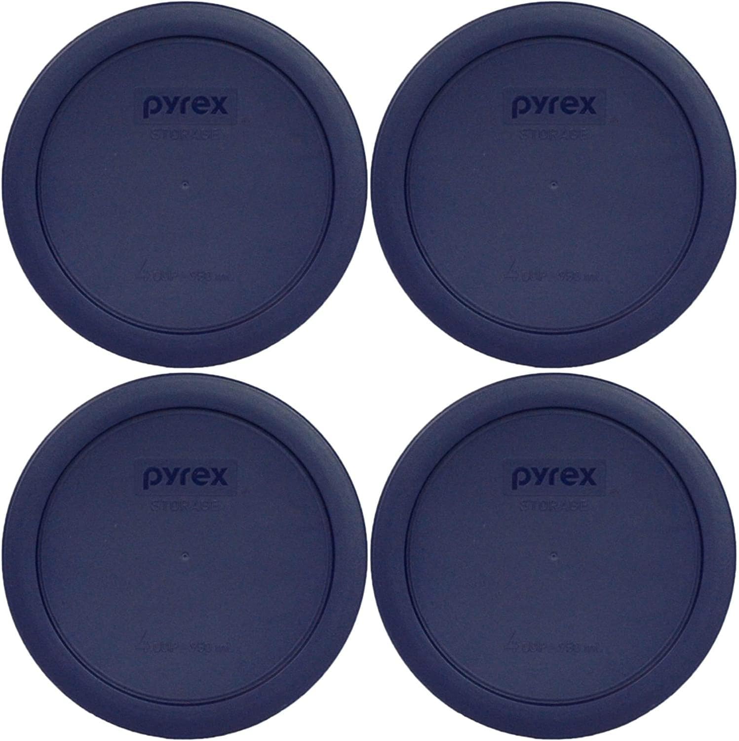 Pyrex Original 4-Cup Blue Lids dishwasher safe made in the USA