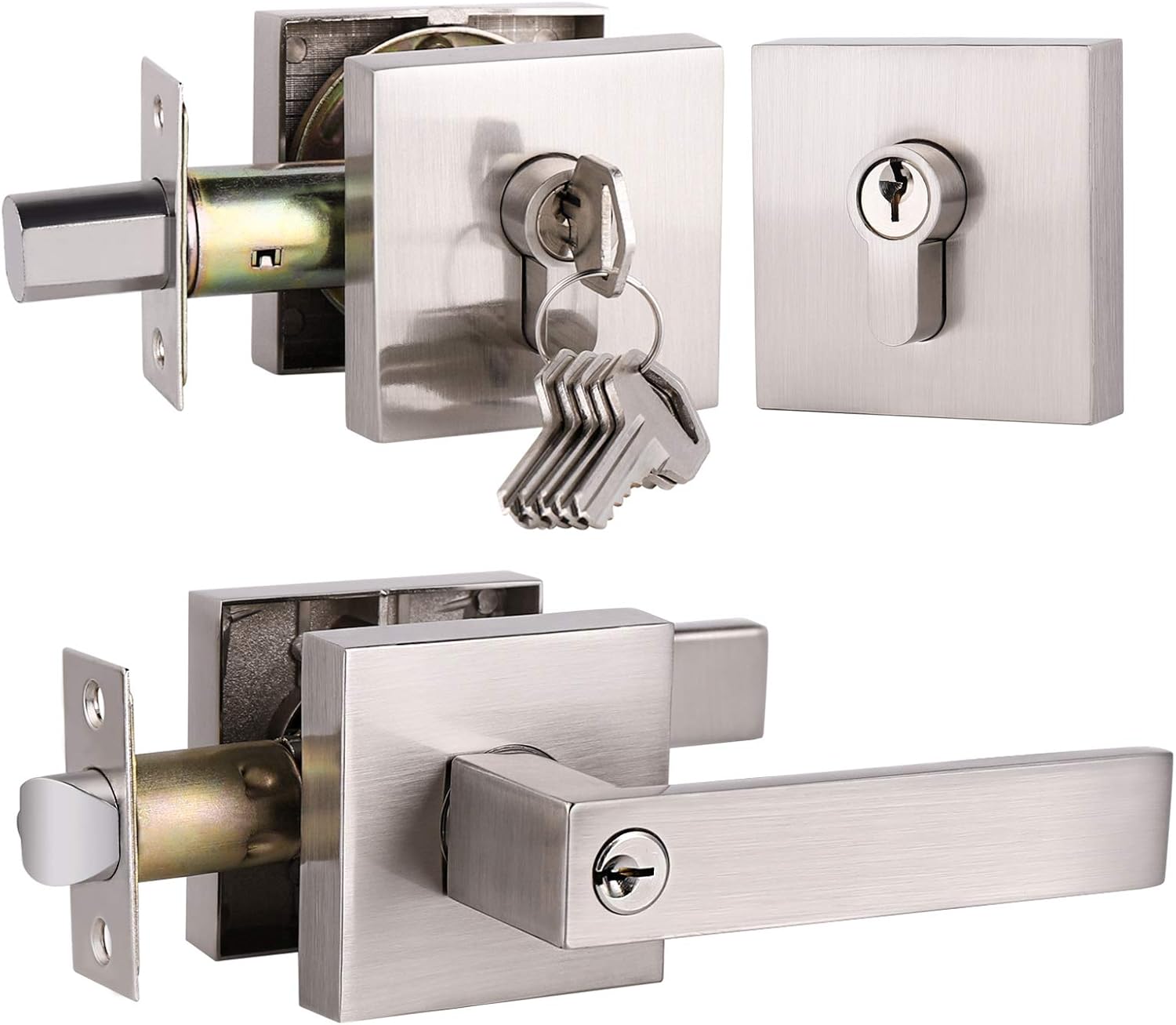 Sturdy Entry Lever Deadbolt Lockset Keyed Alike for Front