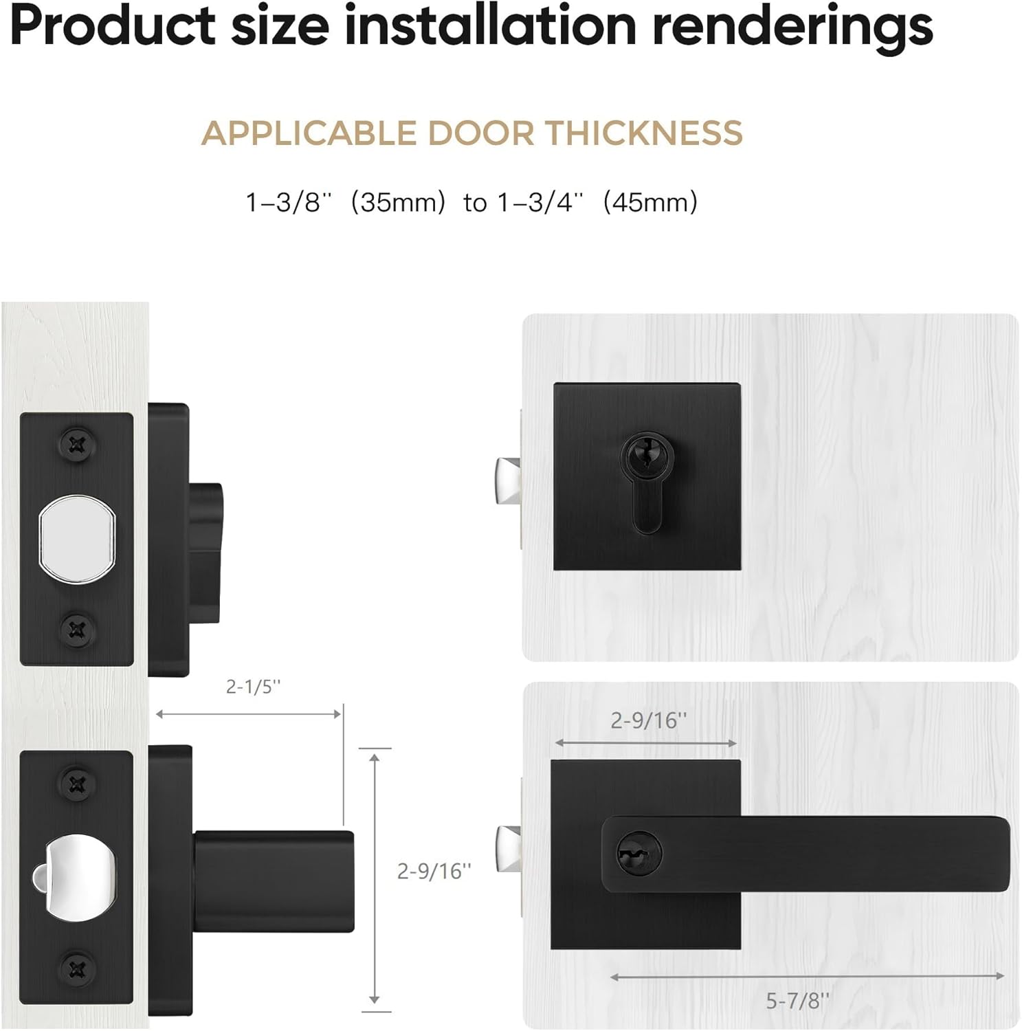 Black Door Handle Deadbolt Set