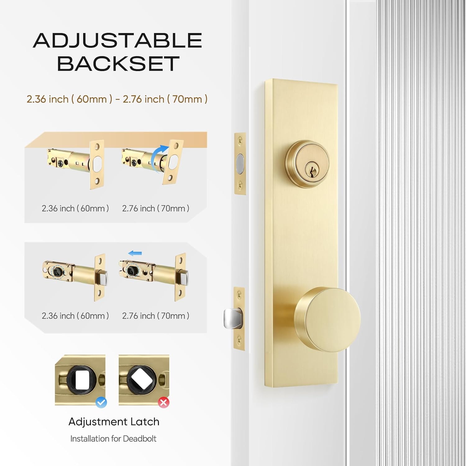 Leydebong Front Door Lock Set - SATIN BRASS