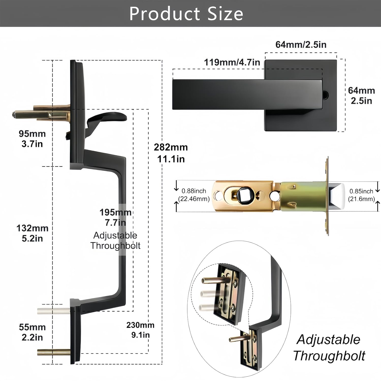 Vo XMude Front Door Handle Set for Exterior Doors