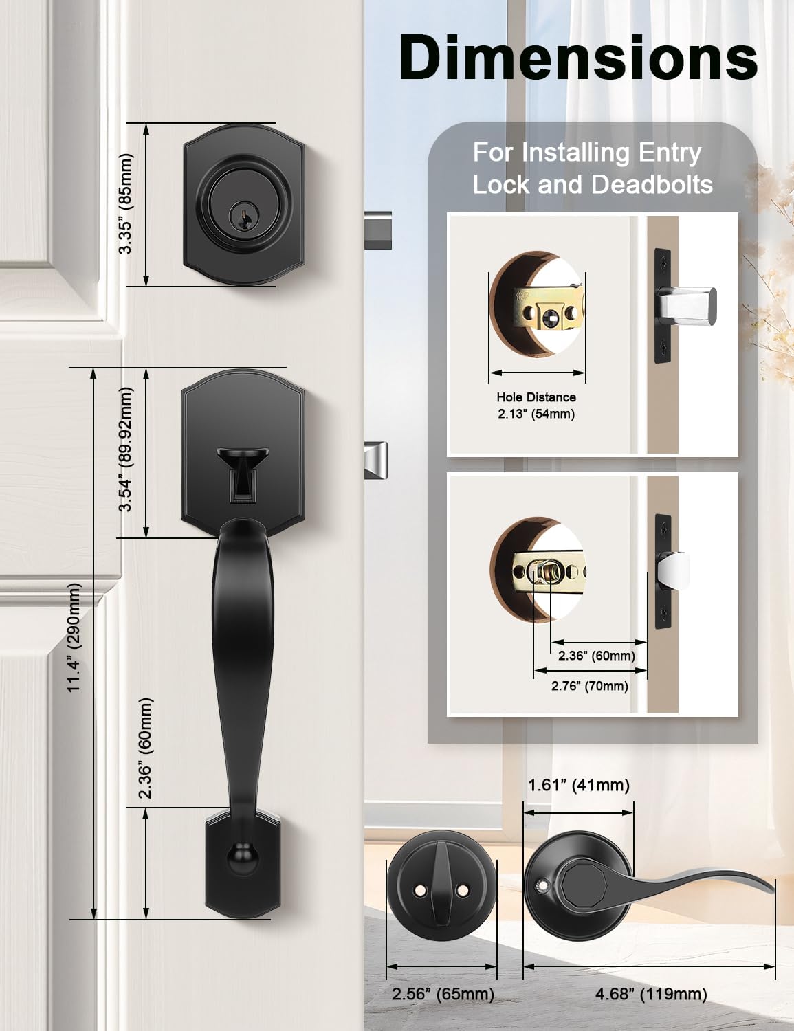 Tinewa Front Door Handle Set with Deadbolt Replacement