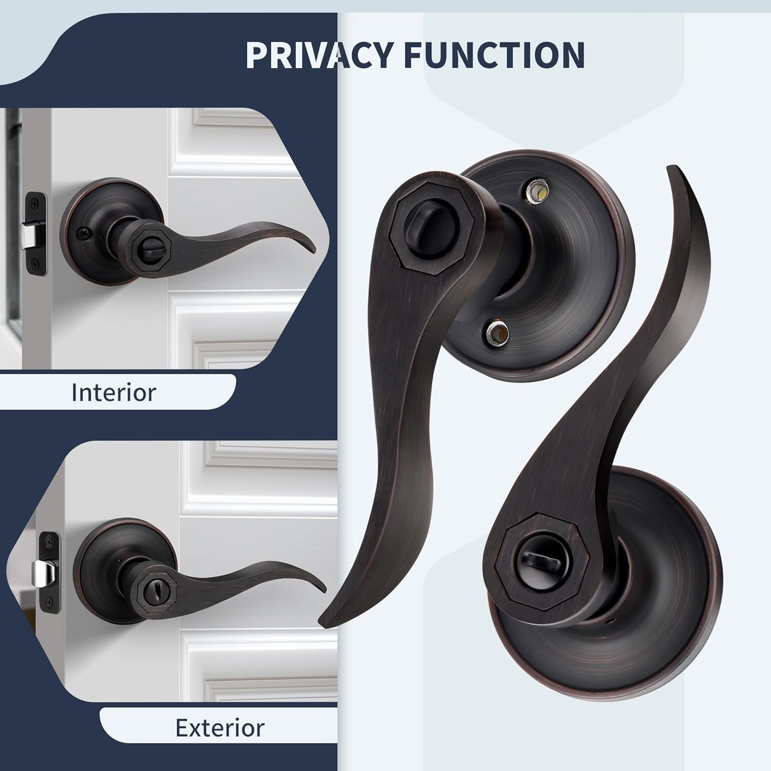 3-Piece Oil-Rubbed Bronze Door Handles Set