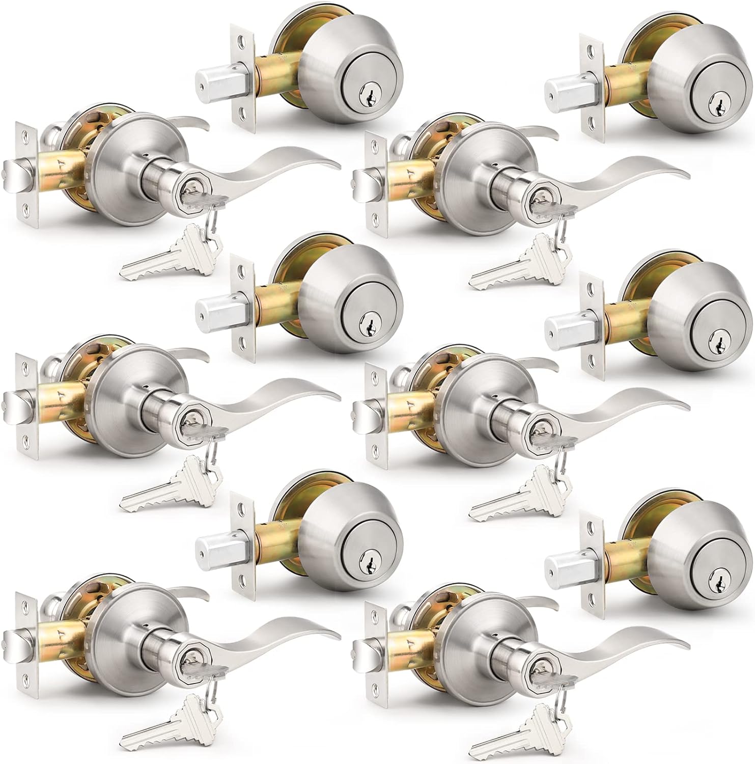 Probrico Door Handles Set - 6 Piece Pack