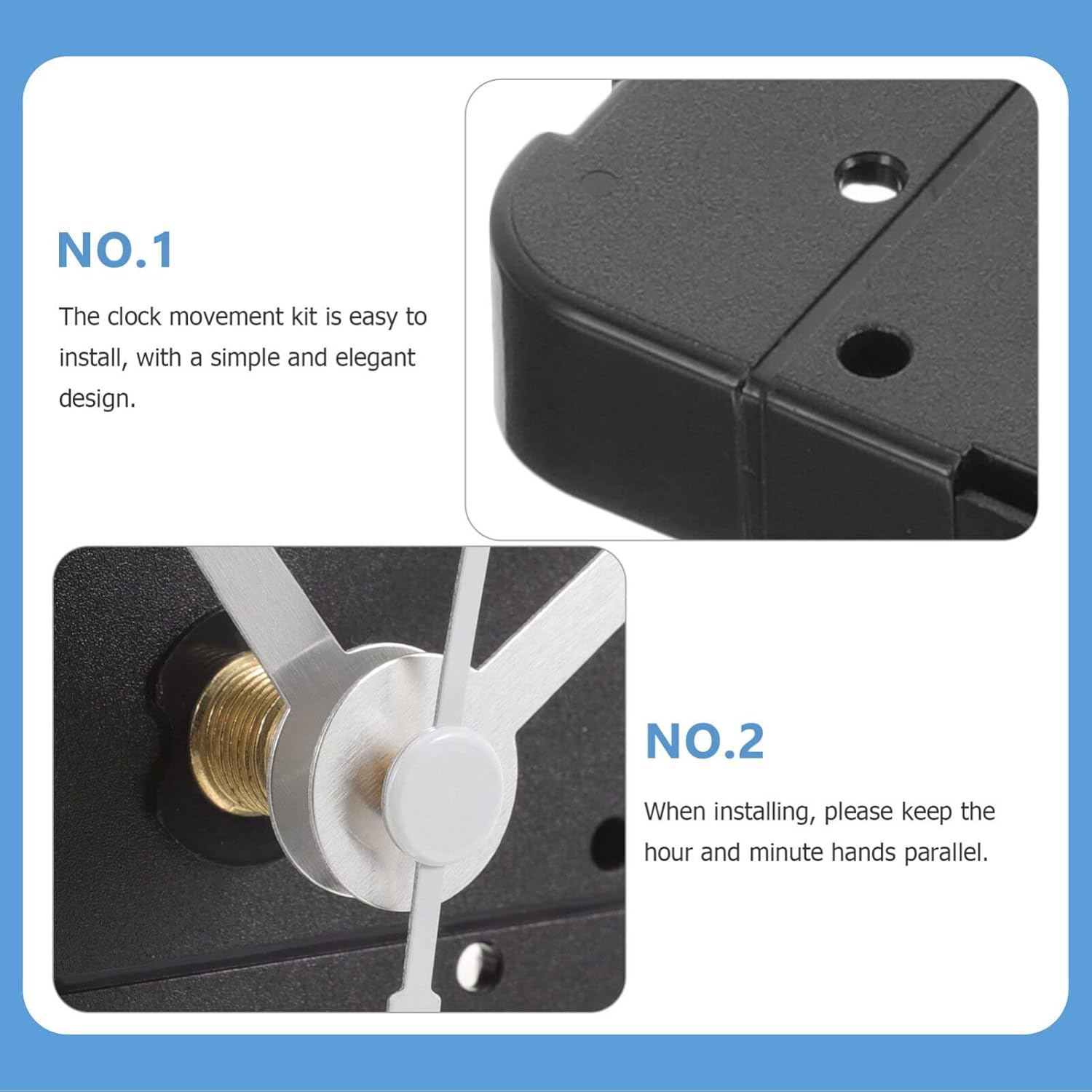 Reverse-RotatingBattery-Powered Silver Clock Mechanism Kit