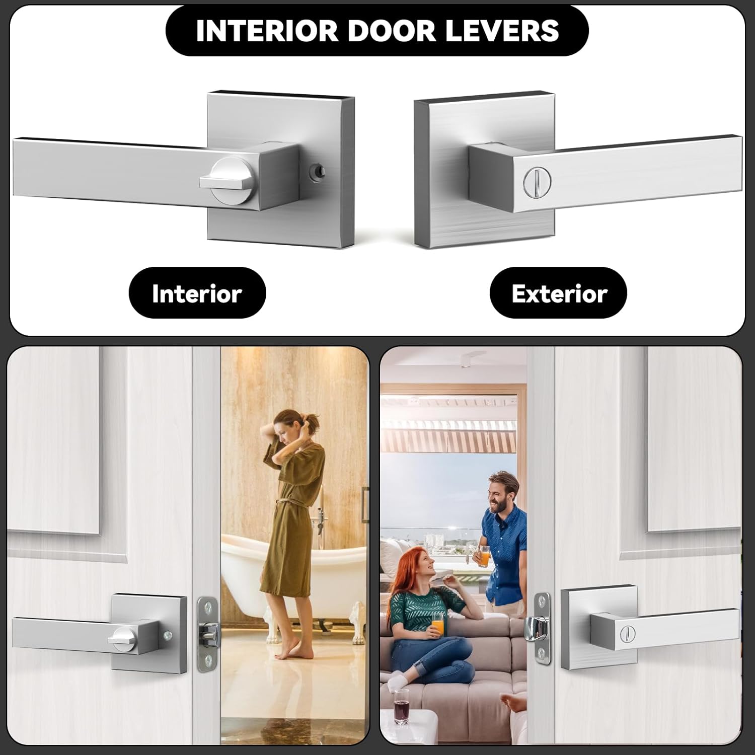 Exterior Interior Door Handle Lever Set