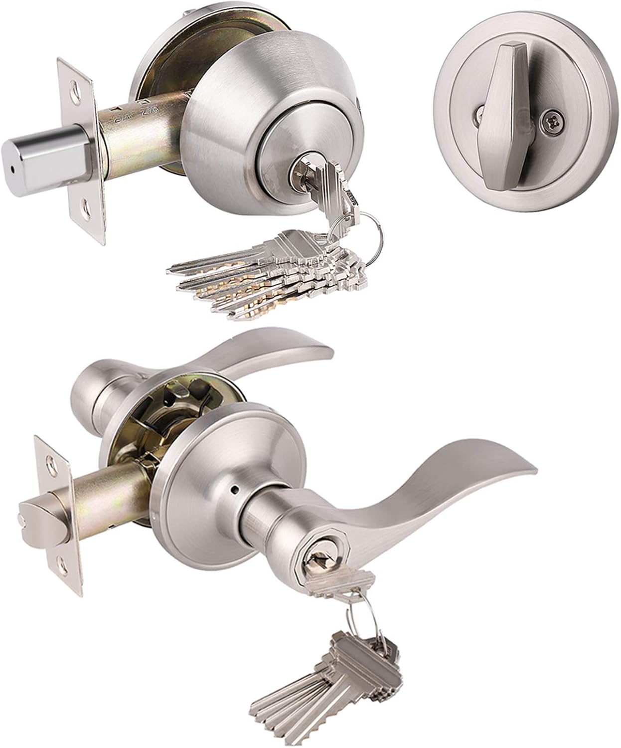 Gobrico Satin Nickel Door Lever Set