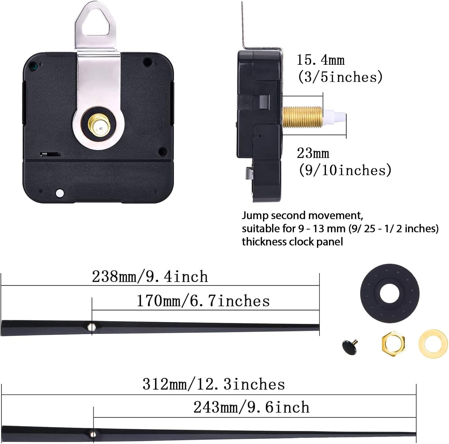 Muddle High Torque Clock Movement 2 Hands for 9-13mm Dials