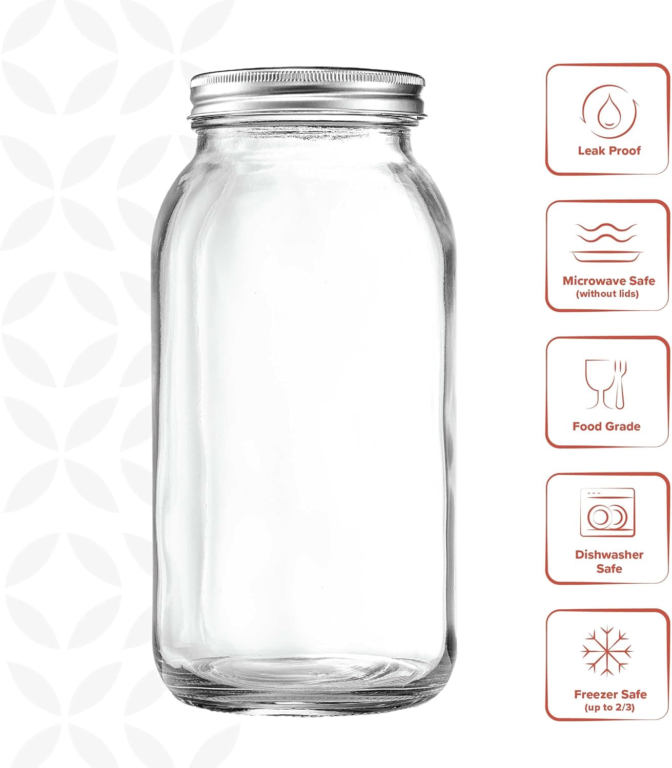 Gling 64 oz Wide-Mouth Glass Mason Jar