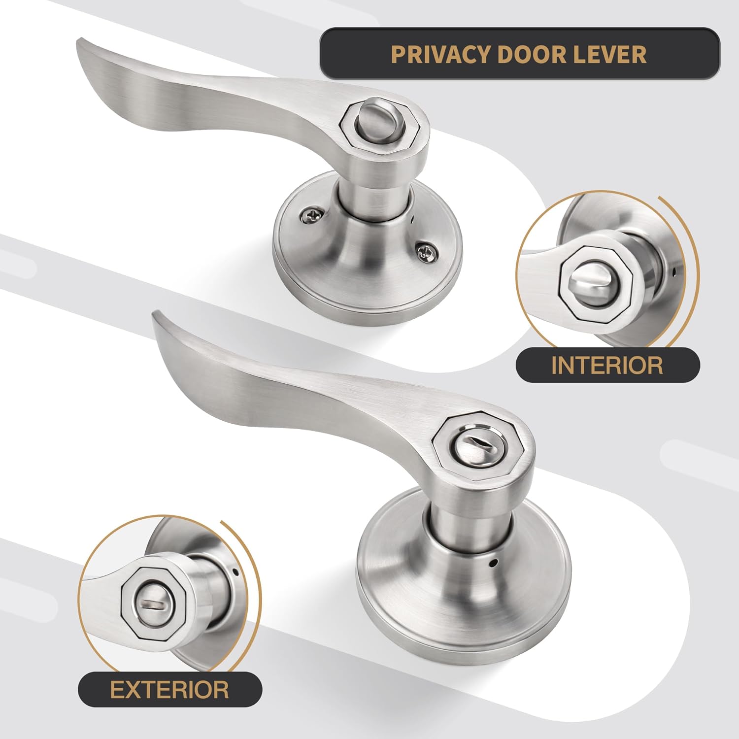 Gaurqiah Wave Style Privacy Door Handle with Keyless Lever
