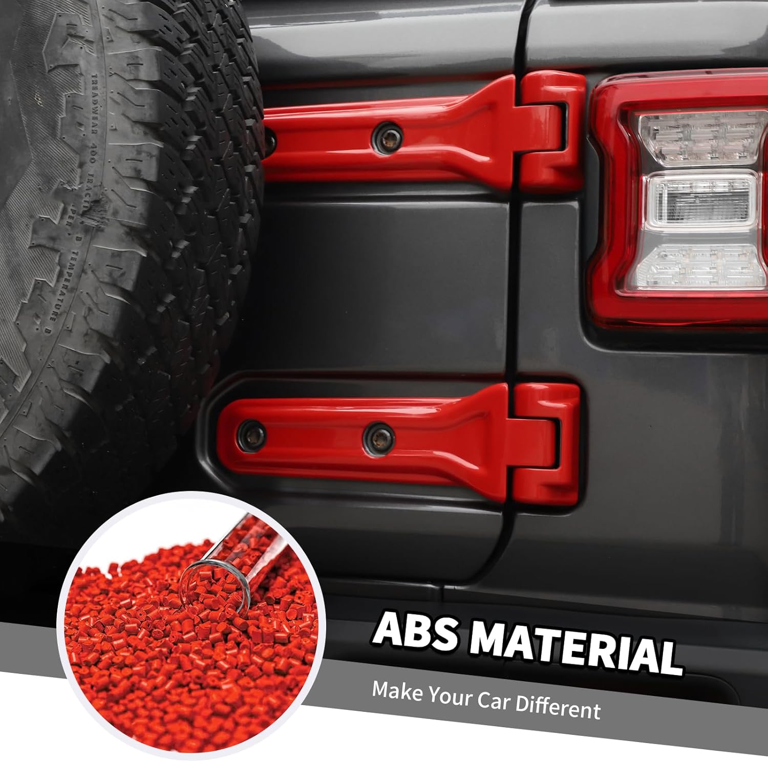 Jimen Fit Jeep Wrangler Door Hinge Cover Red 2018-2024