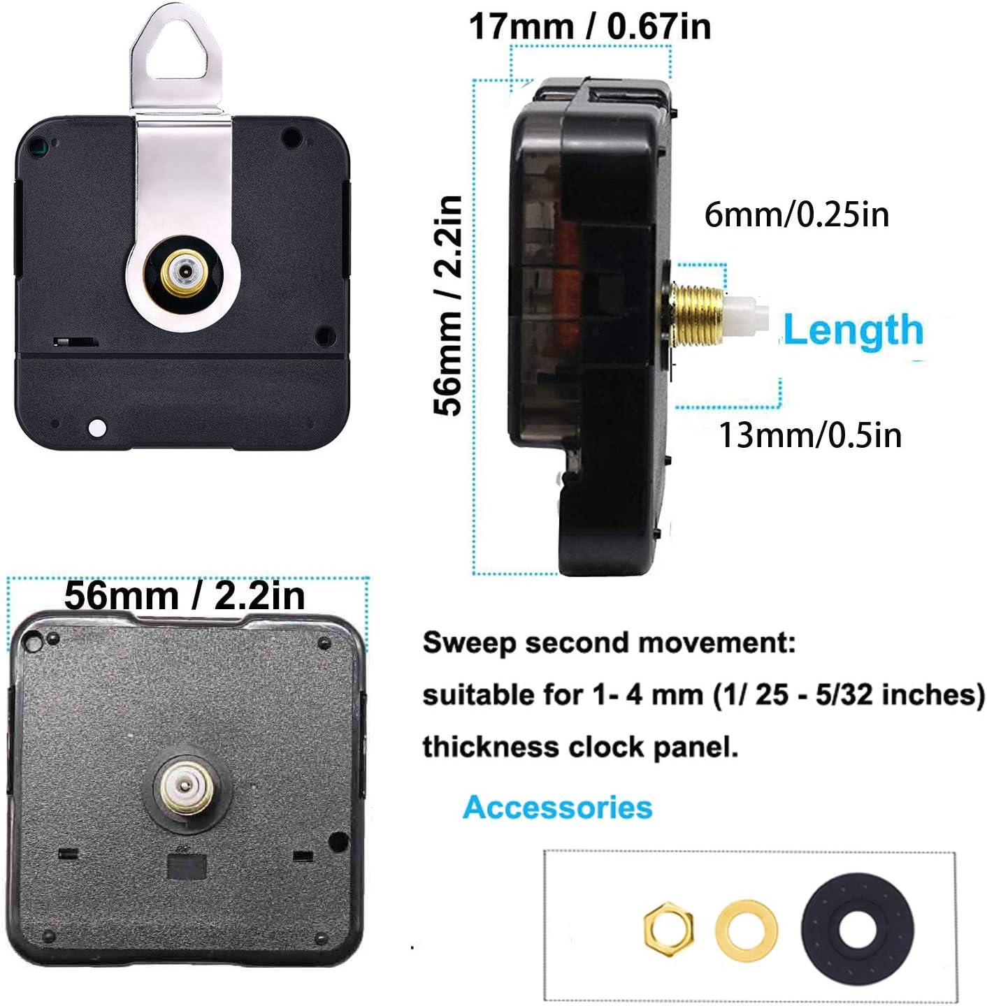 Two-Pack Wall Clock Movement Kit for DIY Repair Replacement and Customization