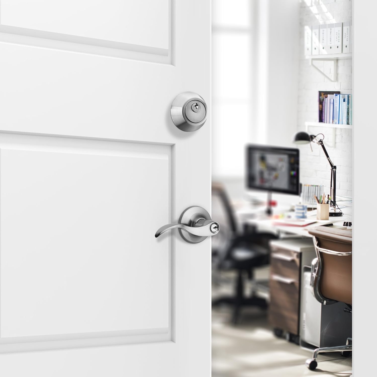 Reversible Door Handle Set with Keys