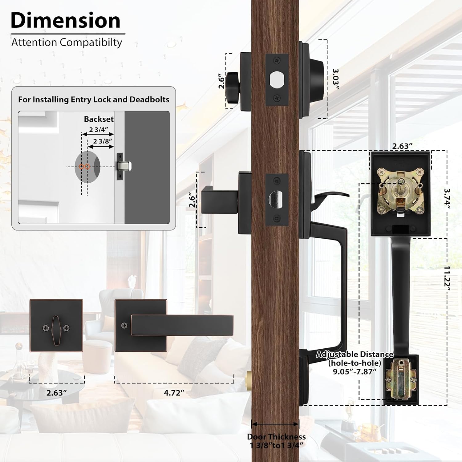 Haidms Oil-Rubbed Bronze Front Door Set