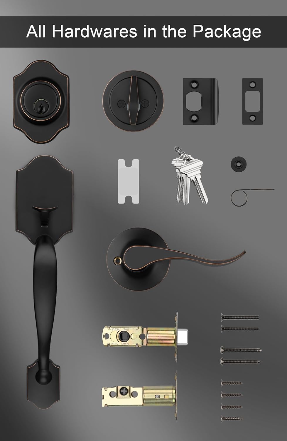 GoldenWarm Oil-Rubbed Bronze Front Door Handle Deadbolt Set