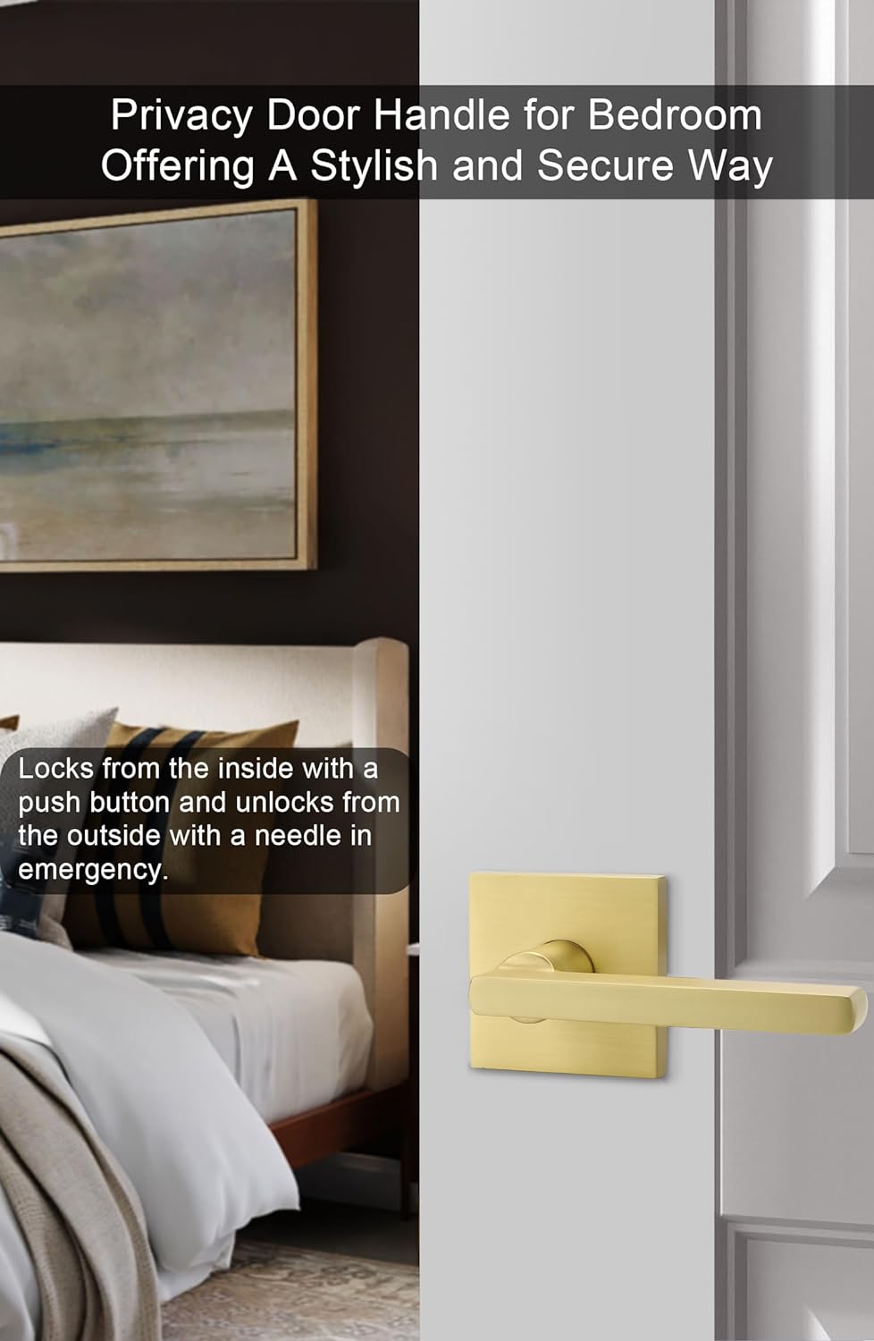 GoldenWarm Best Quality Gold Interior Door Handle with Privacy