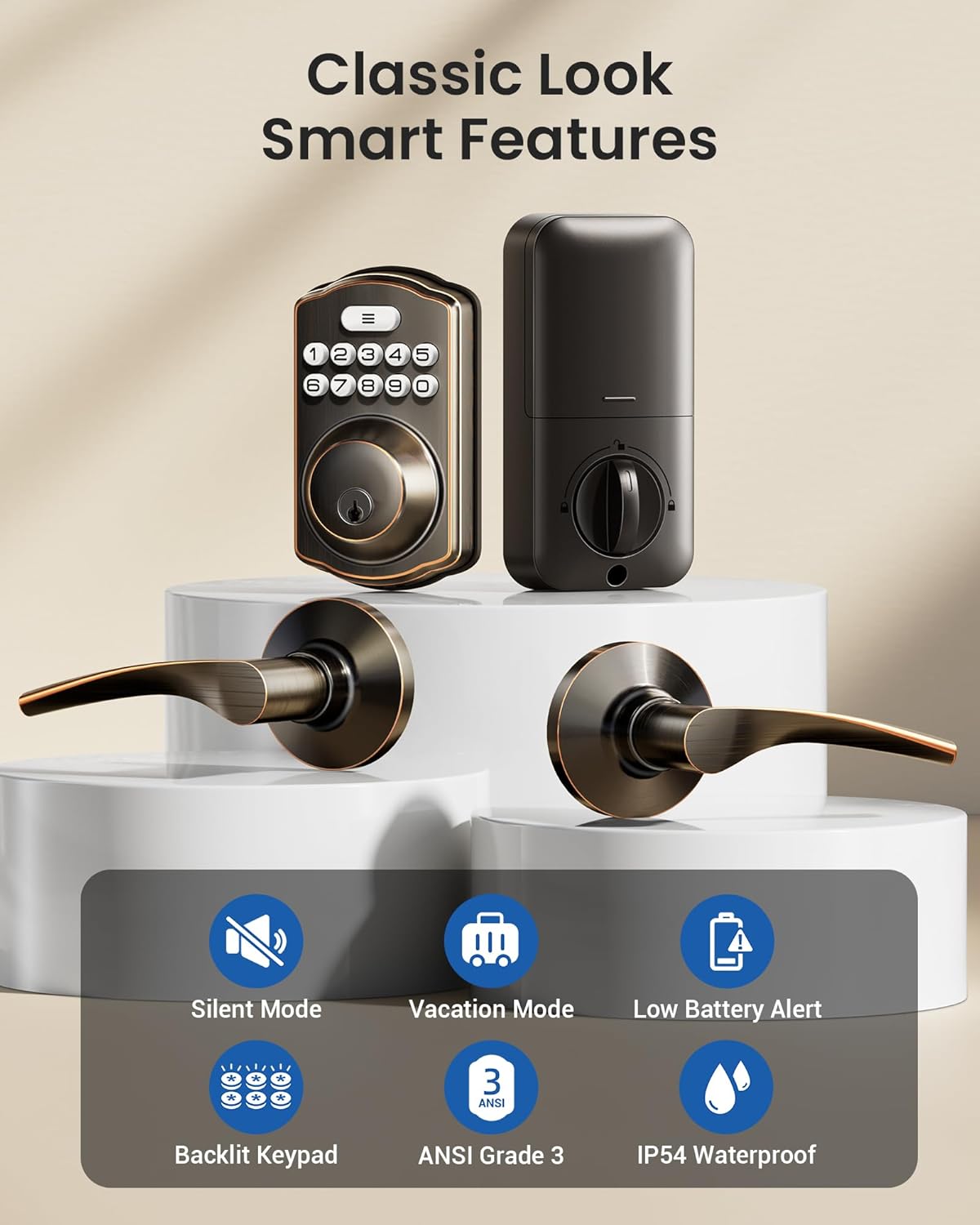 Veise Keyless Entry Door Lock with Oil Rubbed Bronze