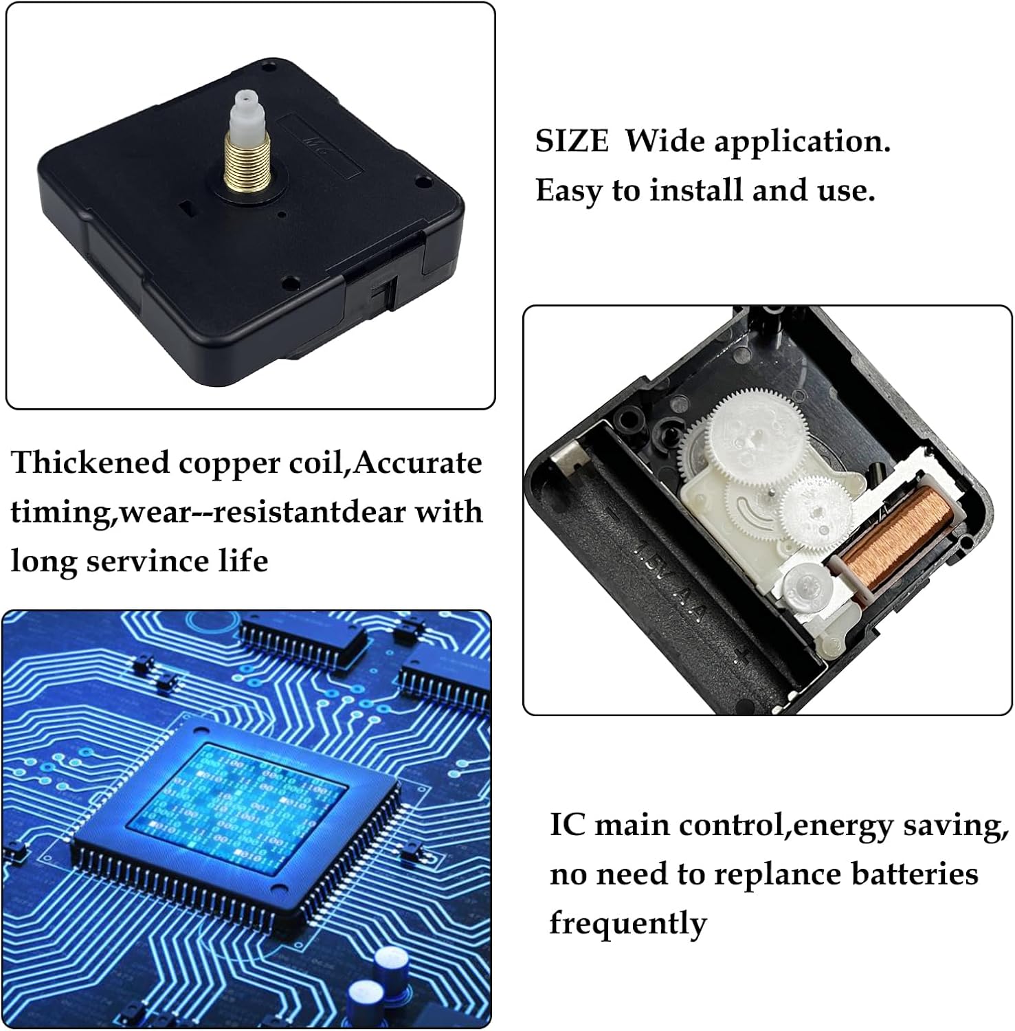 High-Quality quartz clock mechanism replacement 16mm shafts with detailed dimensions
