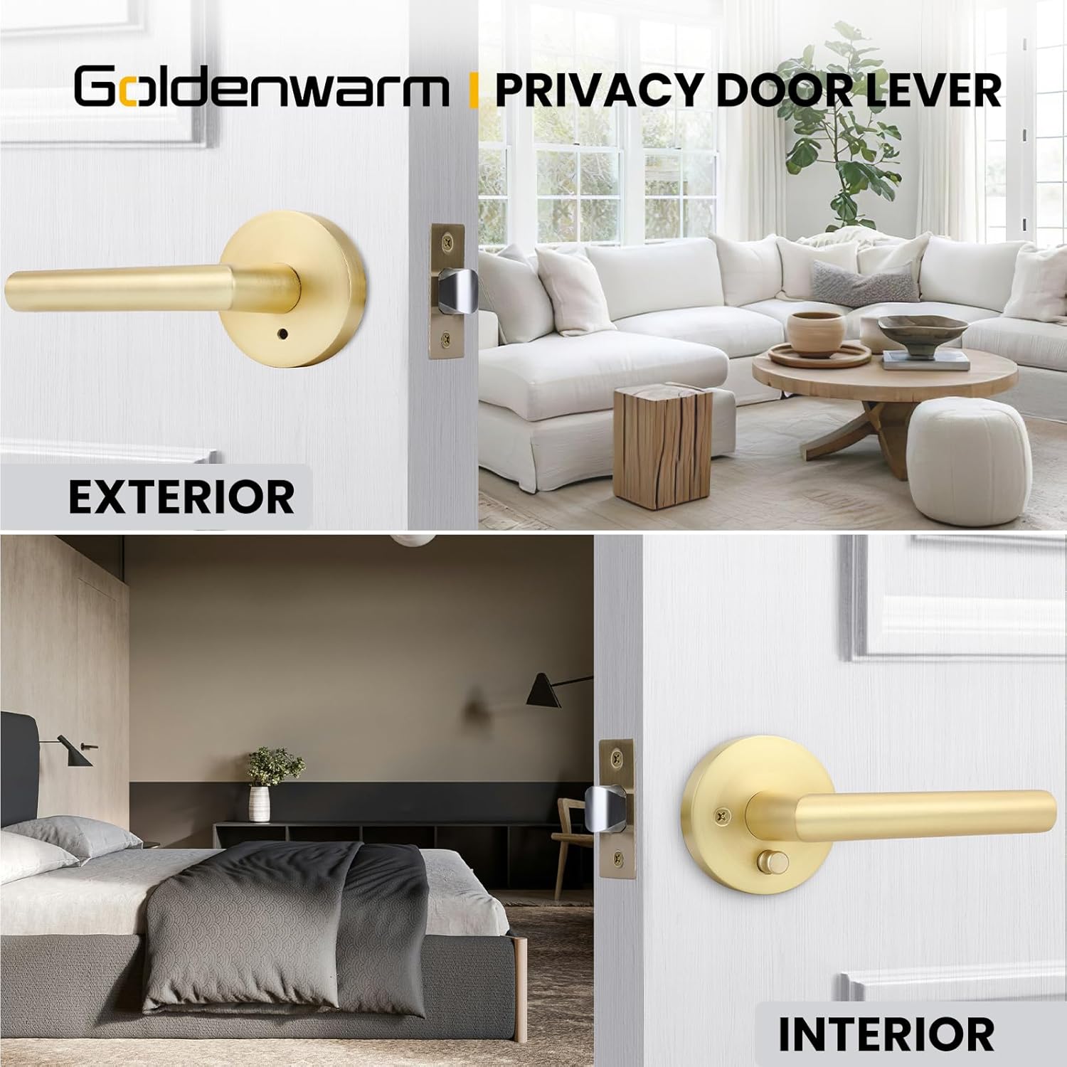 GoldenWarm 4-Piece Gold Door Handles