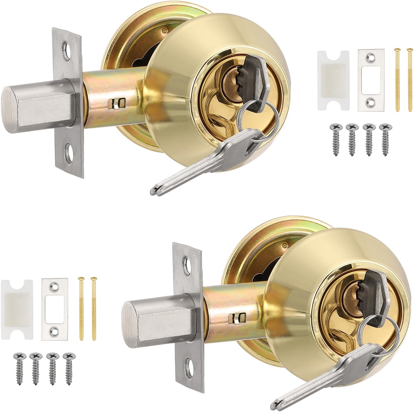 PATIKIL Keyed Alike Double Cylinder Deadbolts 2 Pack Gold