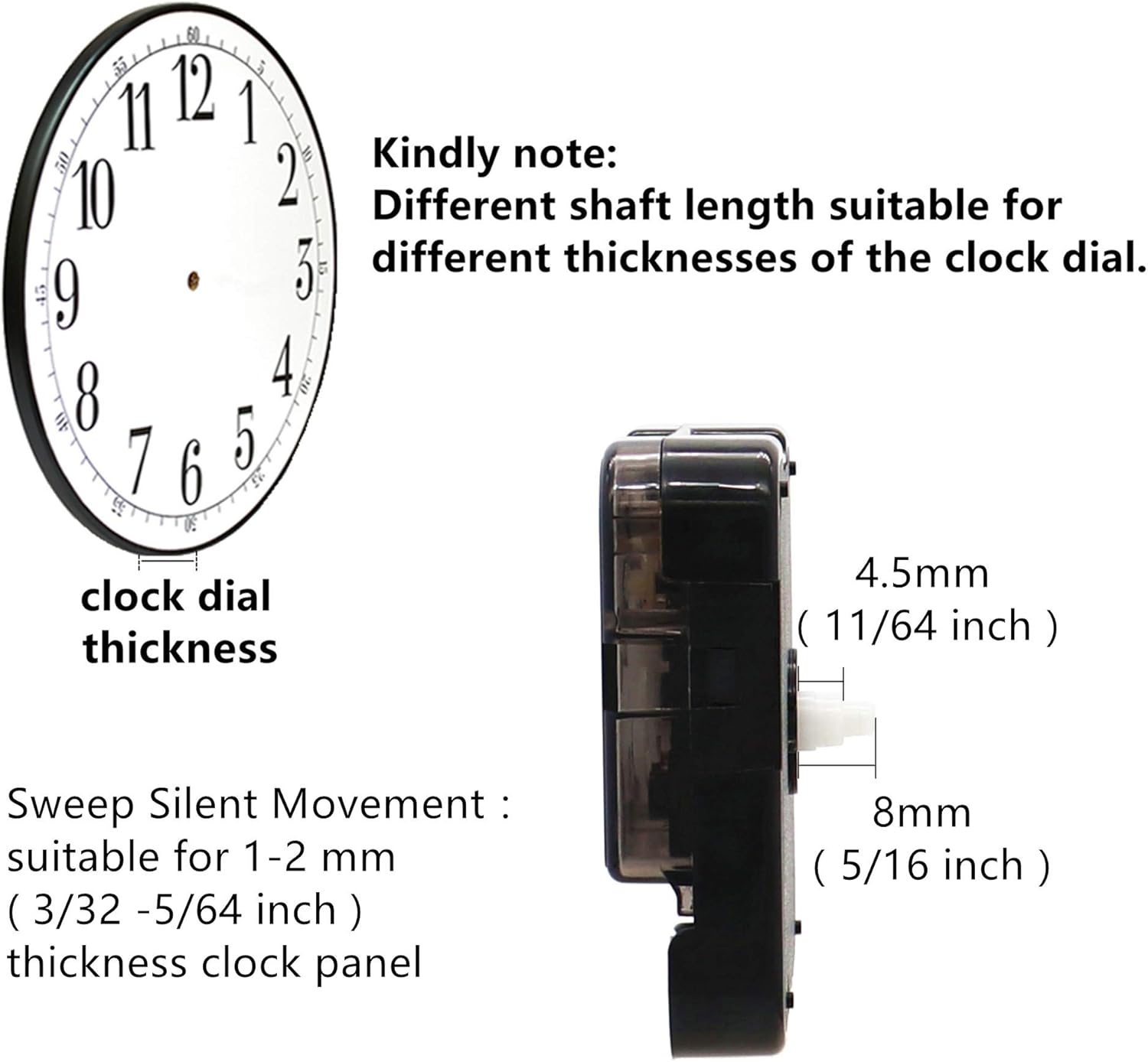 Adjustable Cross Stitch Clock Movement 8mm Shaft for Embroidery Clocks