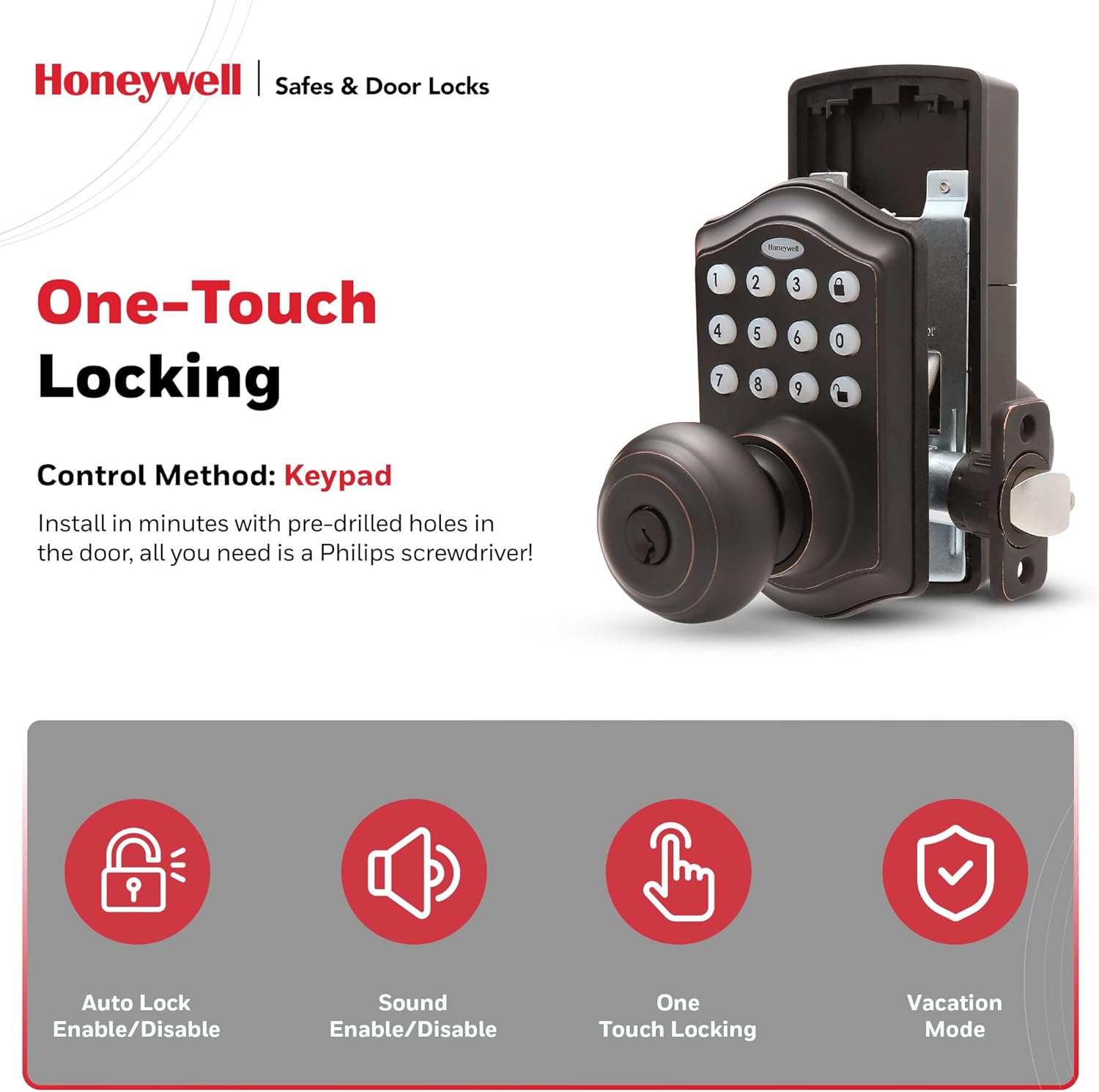 Honeywell Keypad Door Lock Oil Rubbed Bronze