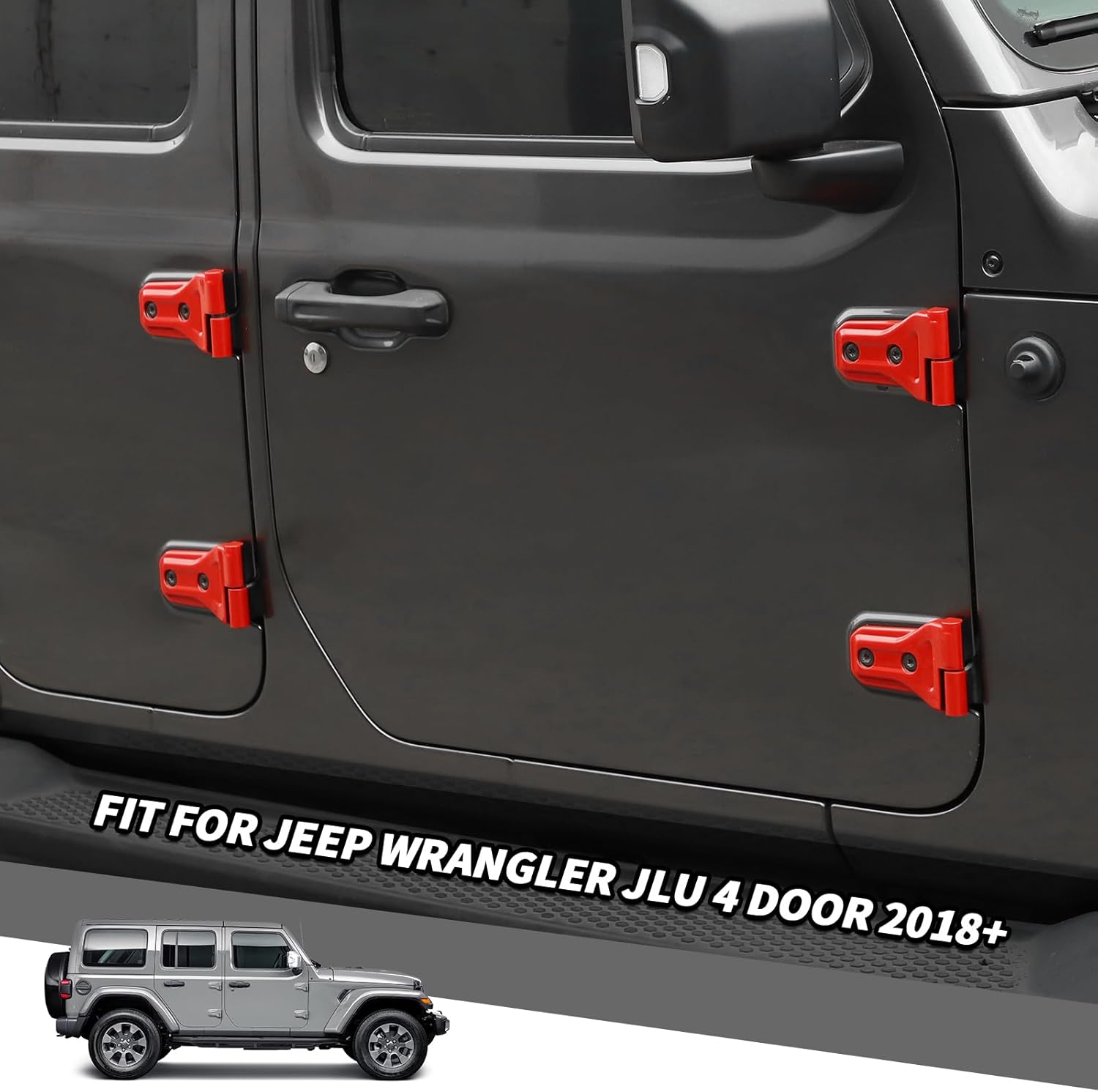 Jimen Fit Jeep Wrangler Door Hinge Cover Red 2018-2024