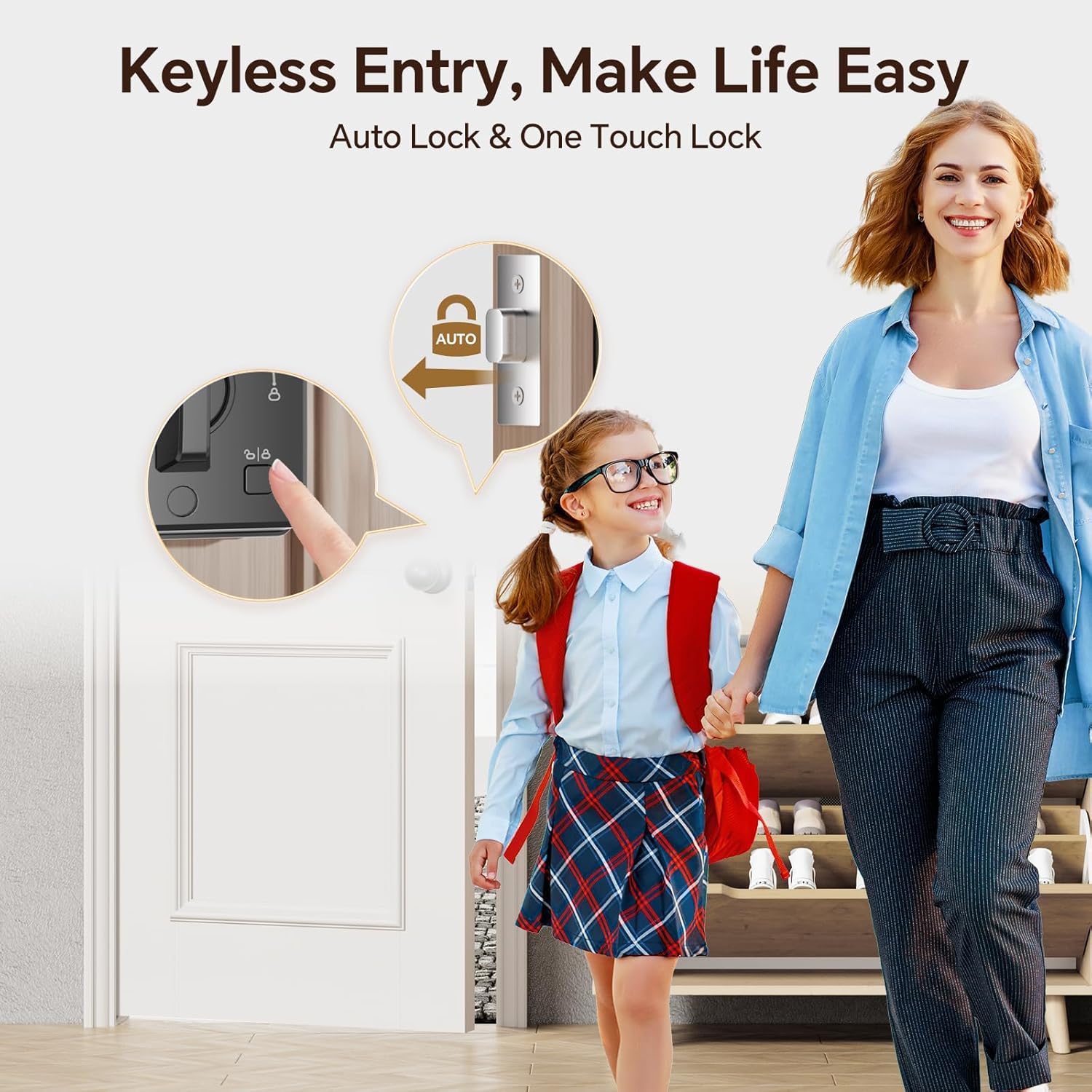 Keyless Entry Door Lock with Handle for Smart Security
