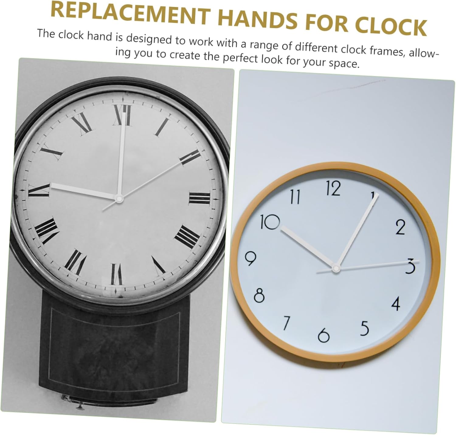 DOITool 10-Set Replacement Clock Hands for Wall Clocks Aluminum White