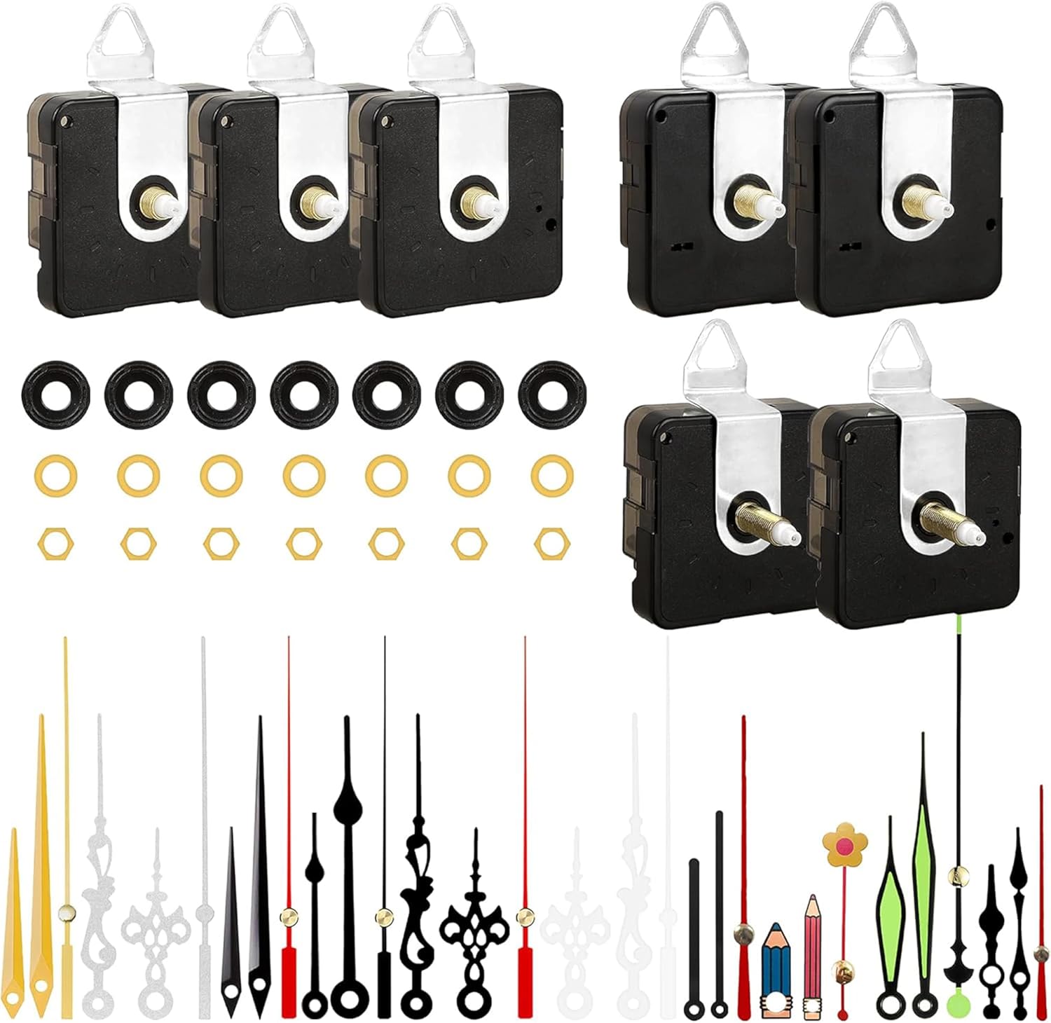 7-Piece Clock Replacement Set for DIY Repair with Various Hands