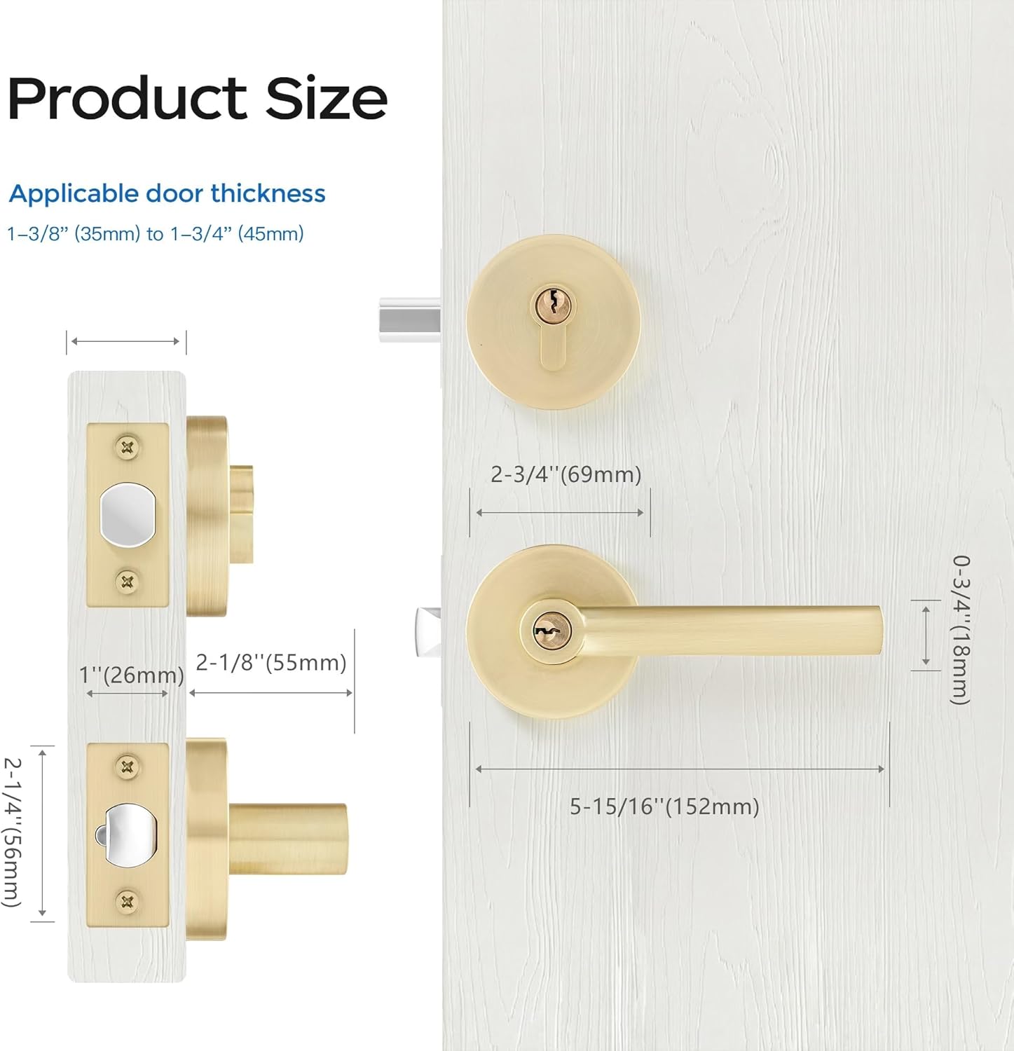 Secure Gold-Plated Door Handle Set